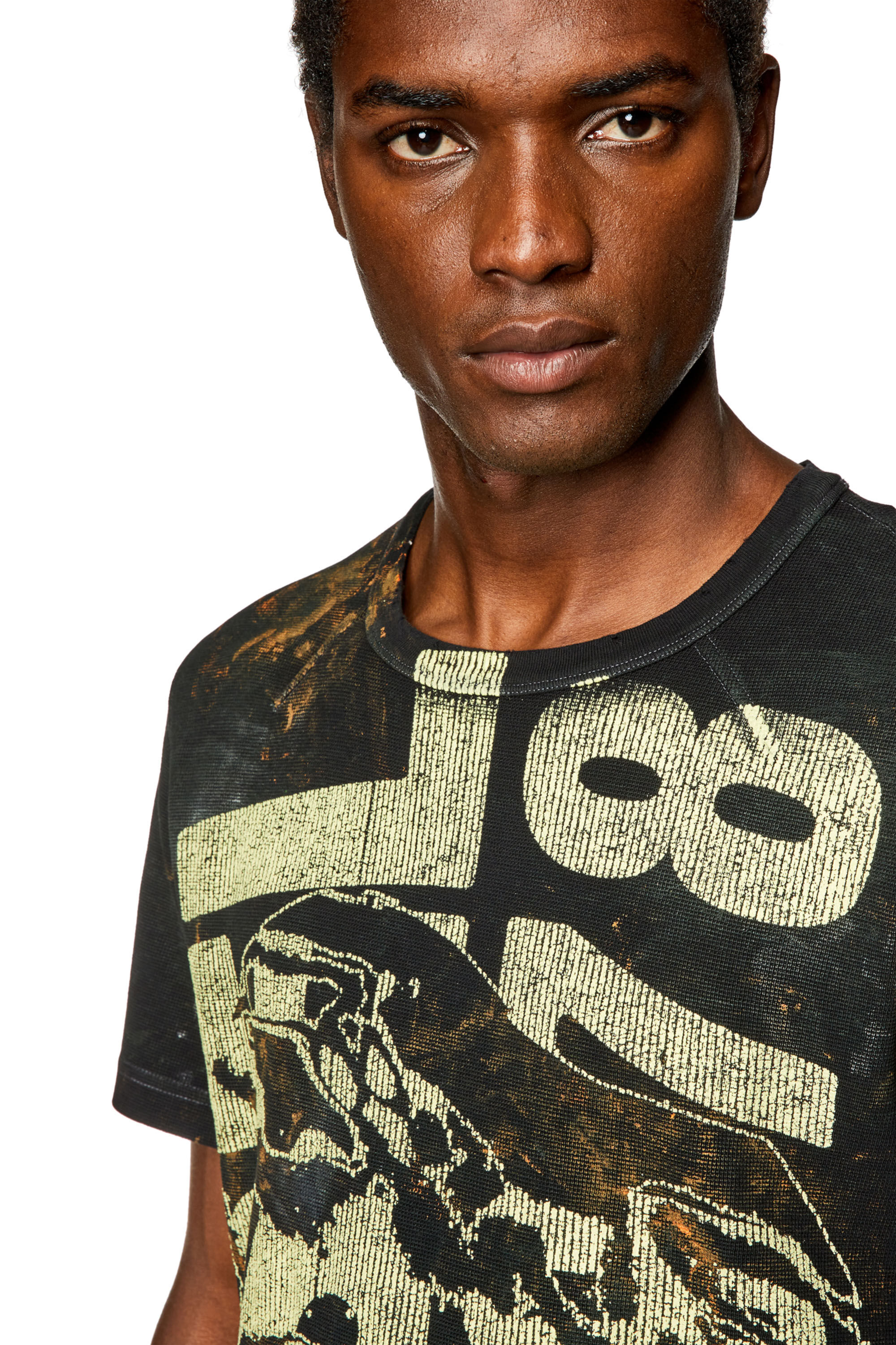 Men's Distressed T-shirt in waffle knit | Multicolor | Diesel