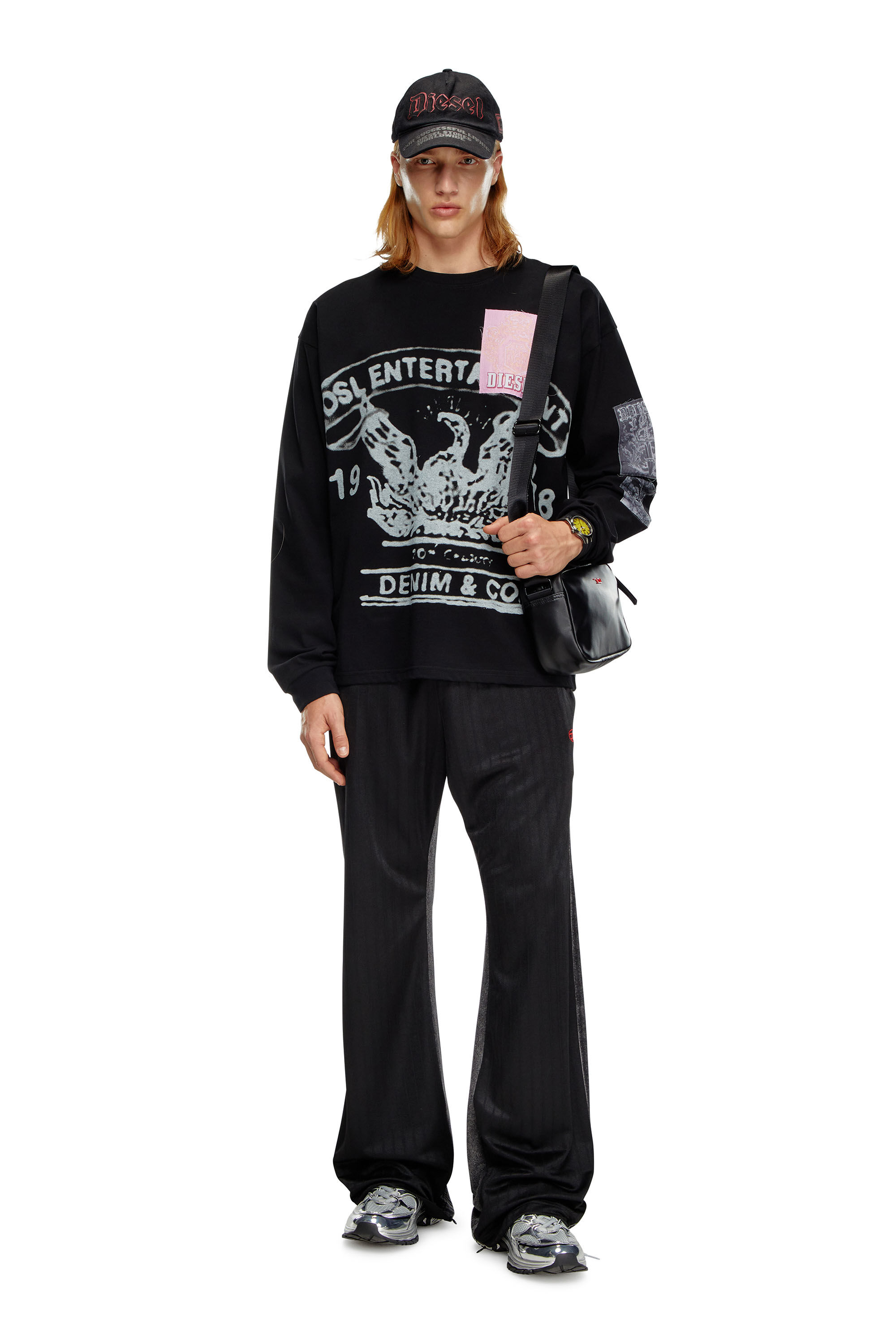 Men's Track pants in triacetate and denim | Black | Diesel
