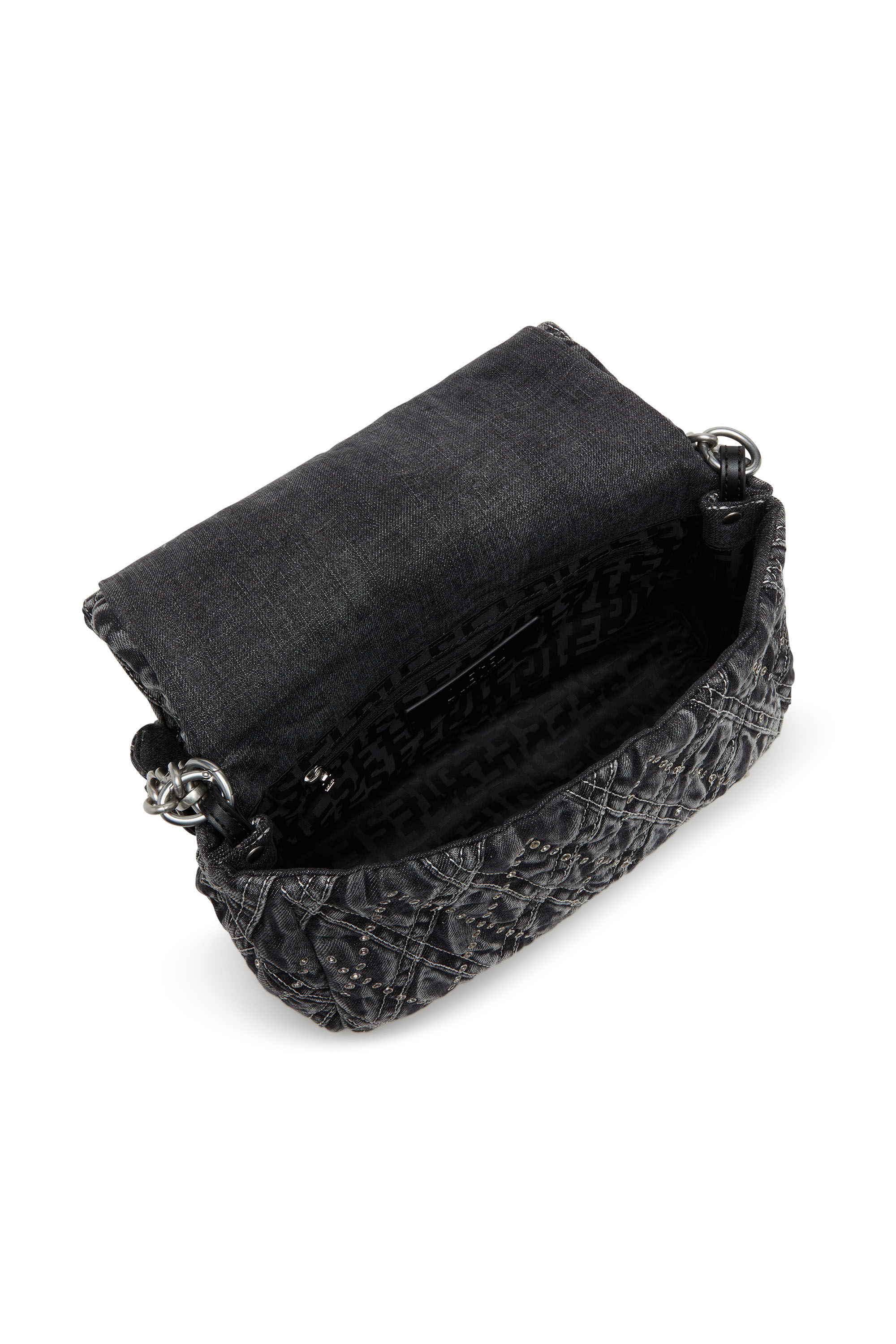 Women's Charm-D Shoulder M Shoulder Bag - Bejewelled denim 