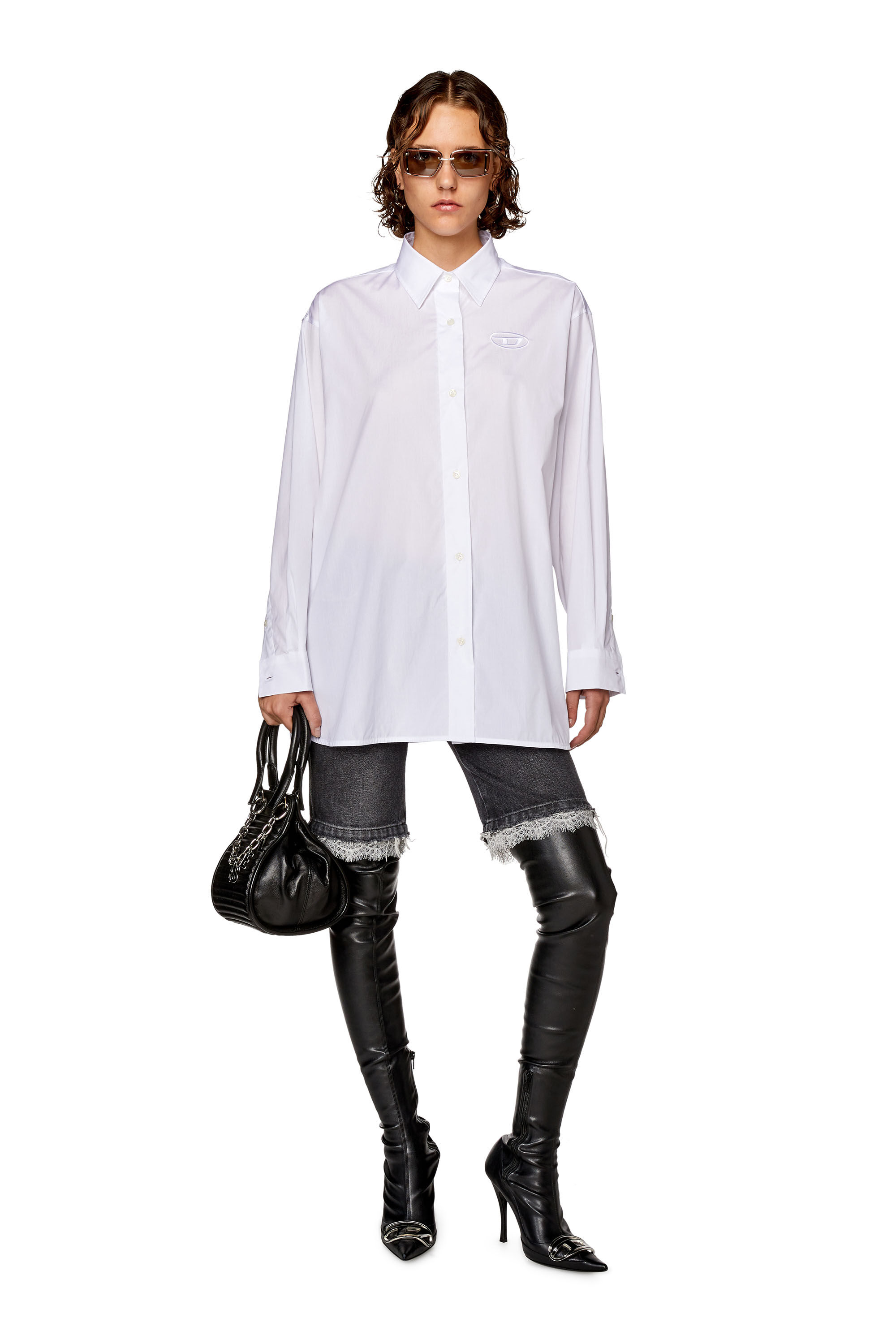 C-BRUCE-B Woman: Loose shirt with 3D embroidery | Diesel
