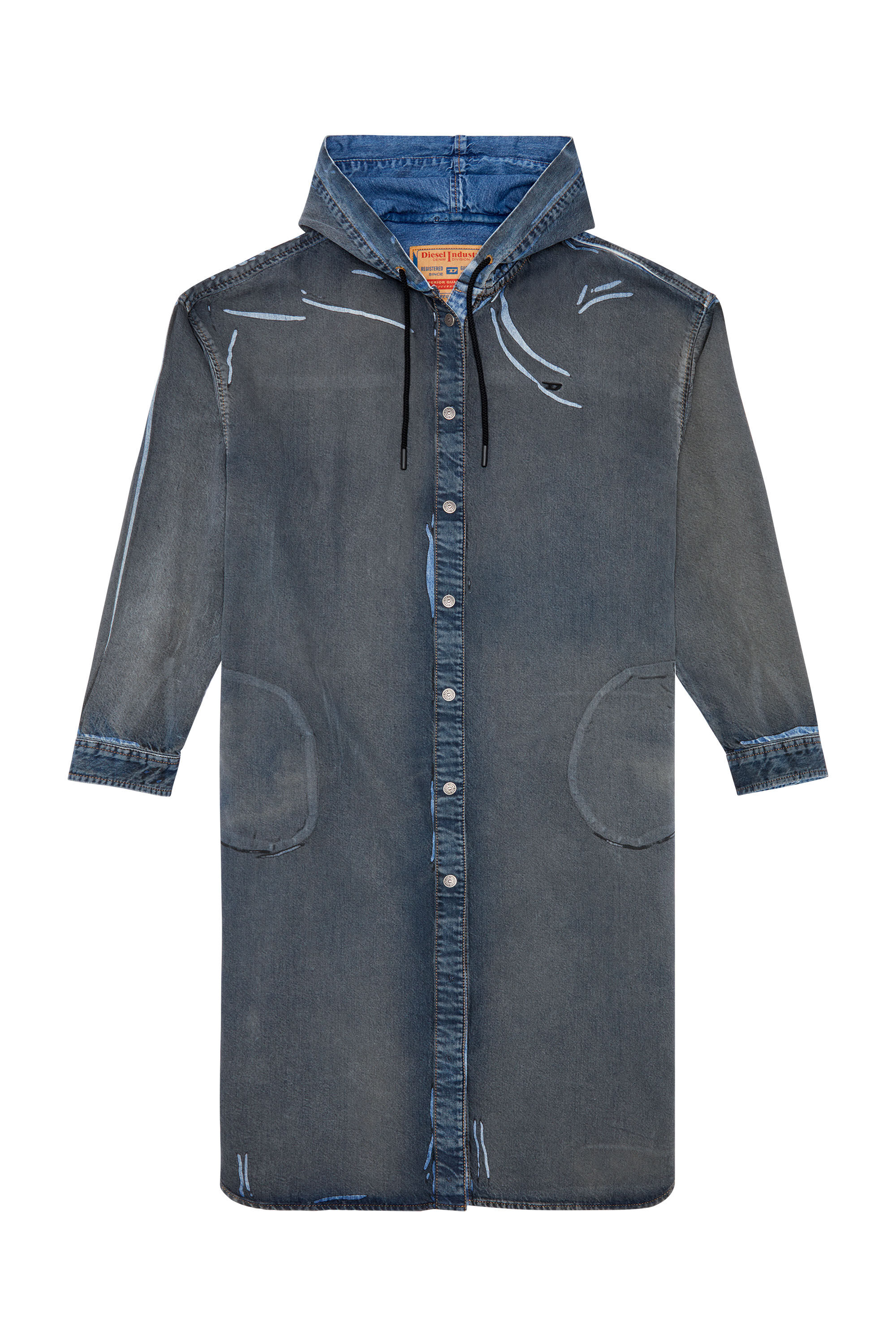 ワンピース DIESEL Women Dresses A173510ABCZ01 Blue Women's Short dress in stretch bicolour denim | Blue | Diesel