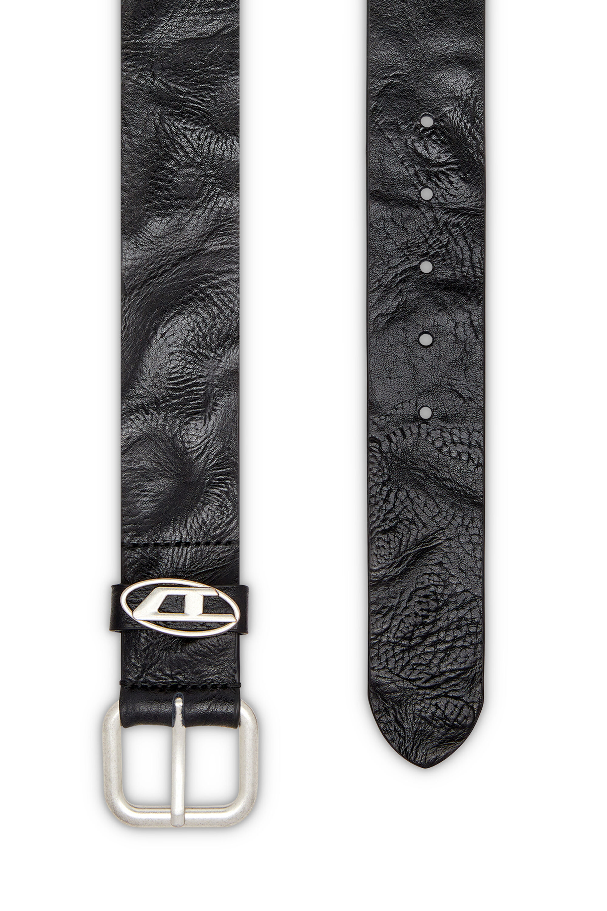 DIESEL 1DR レザー ベルト Oval D 80サイズ ユニセックス ウィメンズ レザーベルト OVAL D LOGO B-1DR 2.0 FULL ROCKS