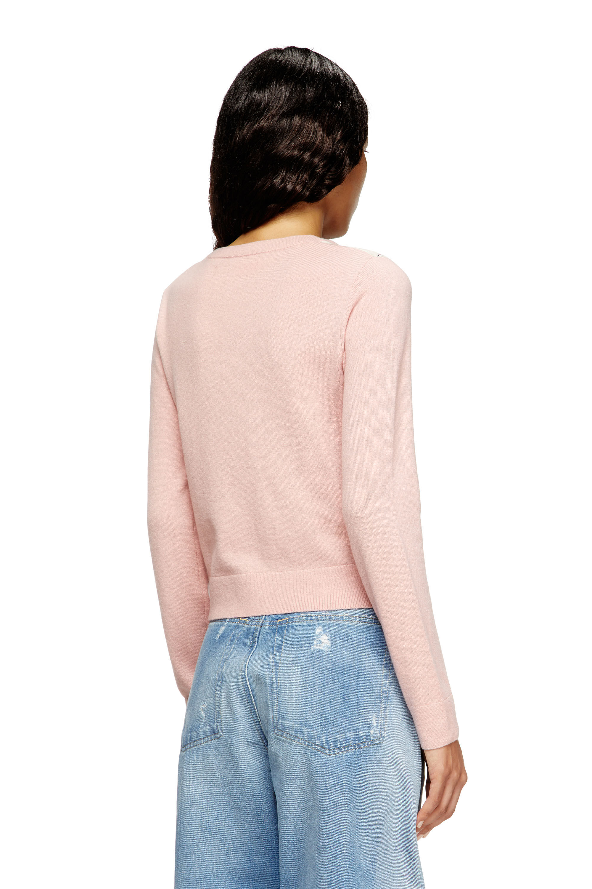 Women's Cut-out jumper in argyle wool | Pink | Diesel