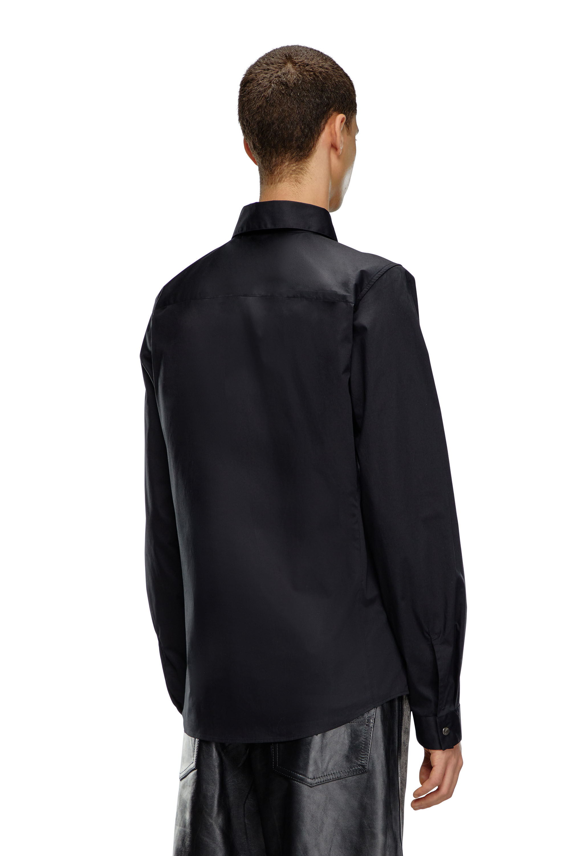 Diesel - S-FITTY-A, Hombre Camisa formal con cuello con el logotipo bordado in Negro - Image 5