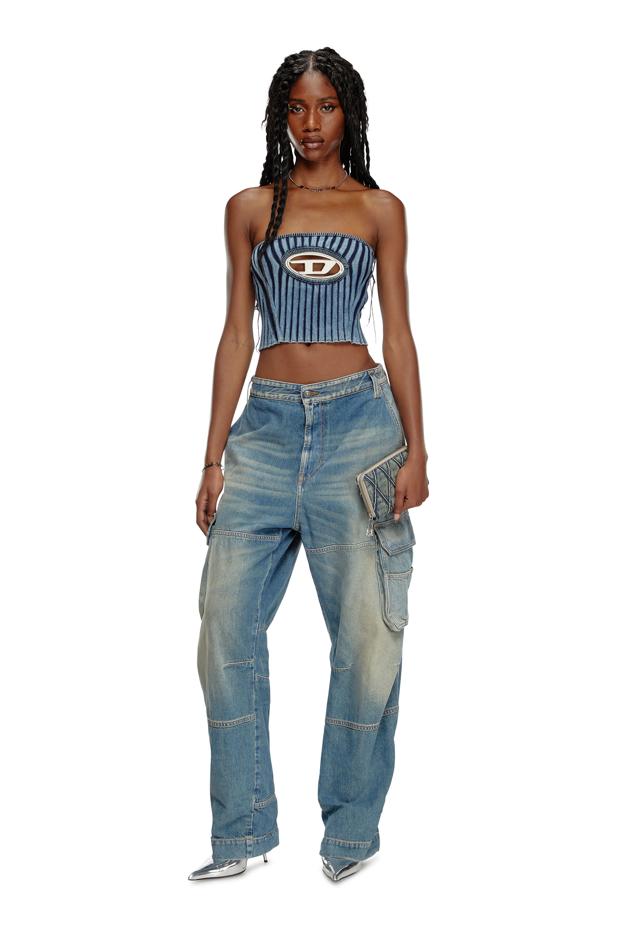 買取り実績  M-CLARKSVILLE plaque logo D out, cut Top, Bandeau Woman: トップス