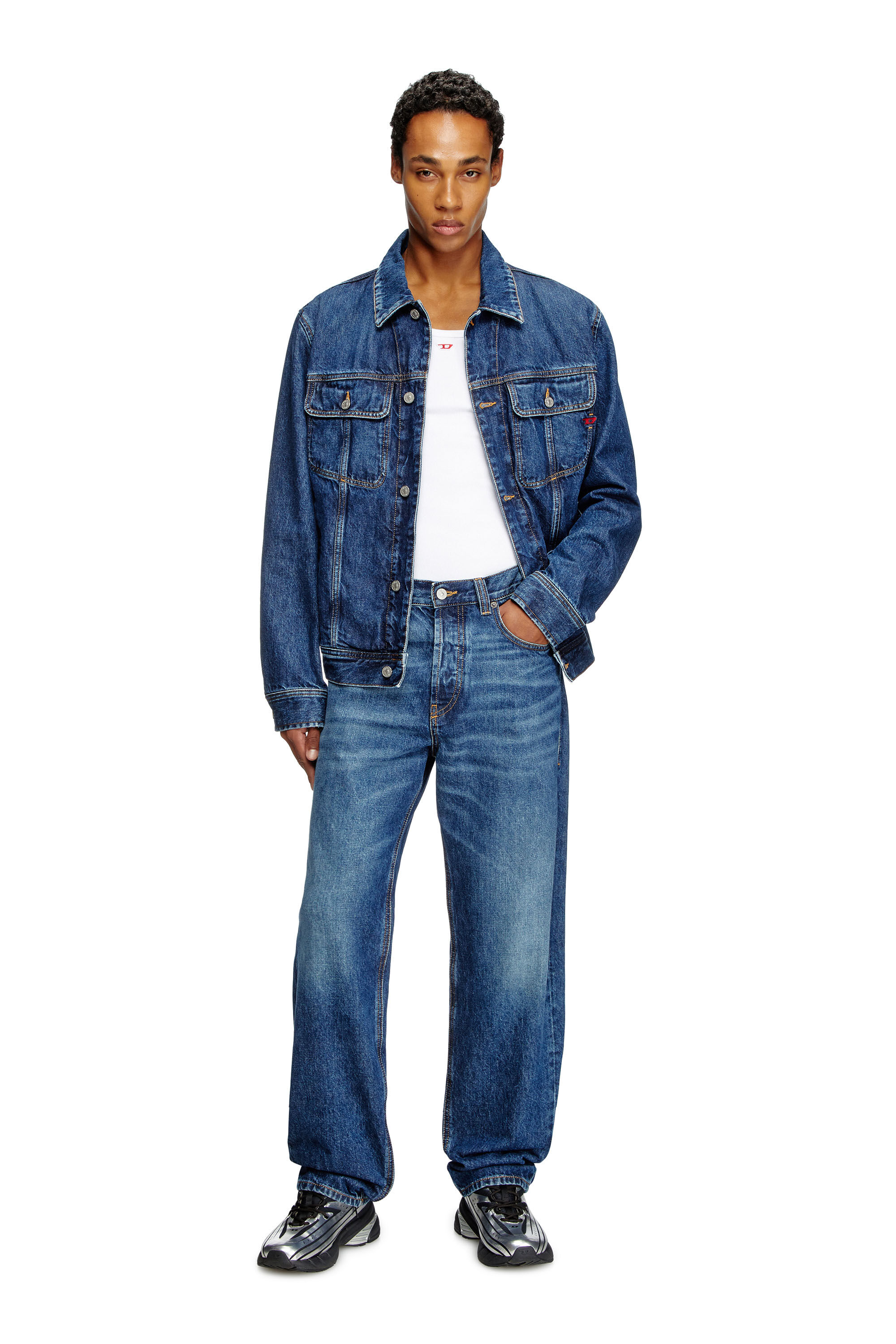 Men's Regular-fit trucker jacket | Blue | Diesel Men's Regular-fit trucker jacket | Blue | Diesel