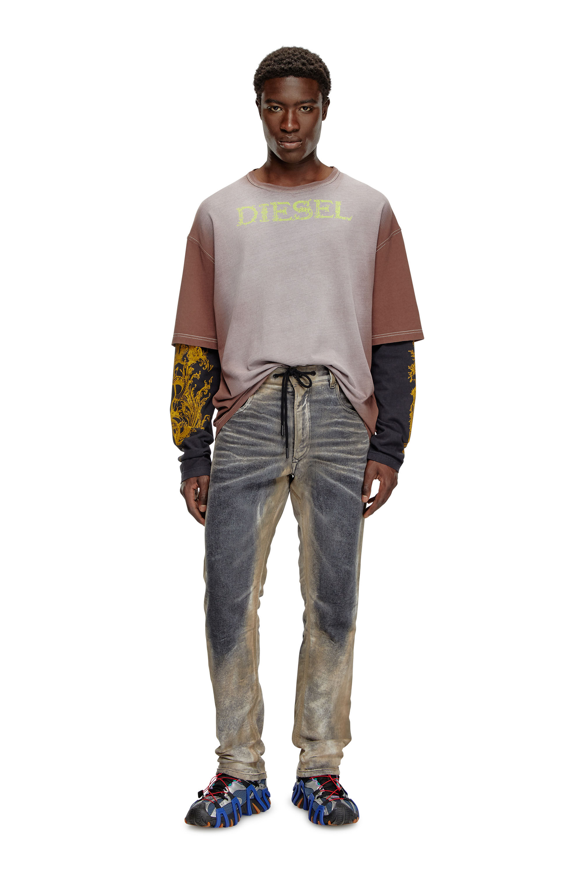 Men's Regular Jeans | Black/Dark grey | Diesel 2030 D-Krooley Joggjeans®