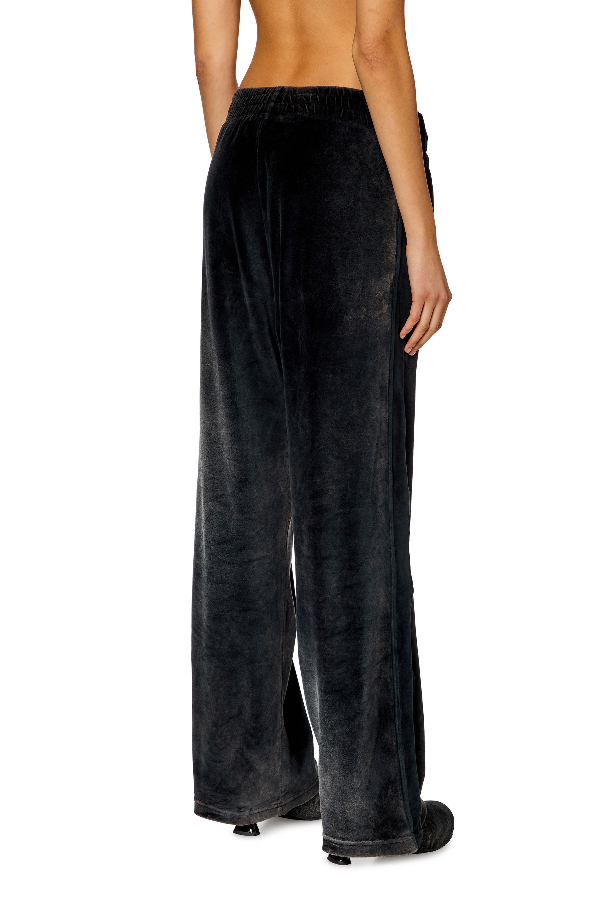 Women's Acid-wash chenille wide-leg sweatpants | Black | Diesel Women's Acid-wash chenille wide-leg sweatpants | Black | Diesel
