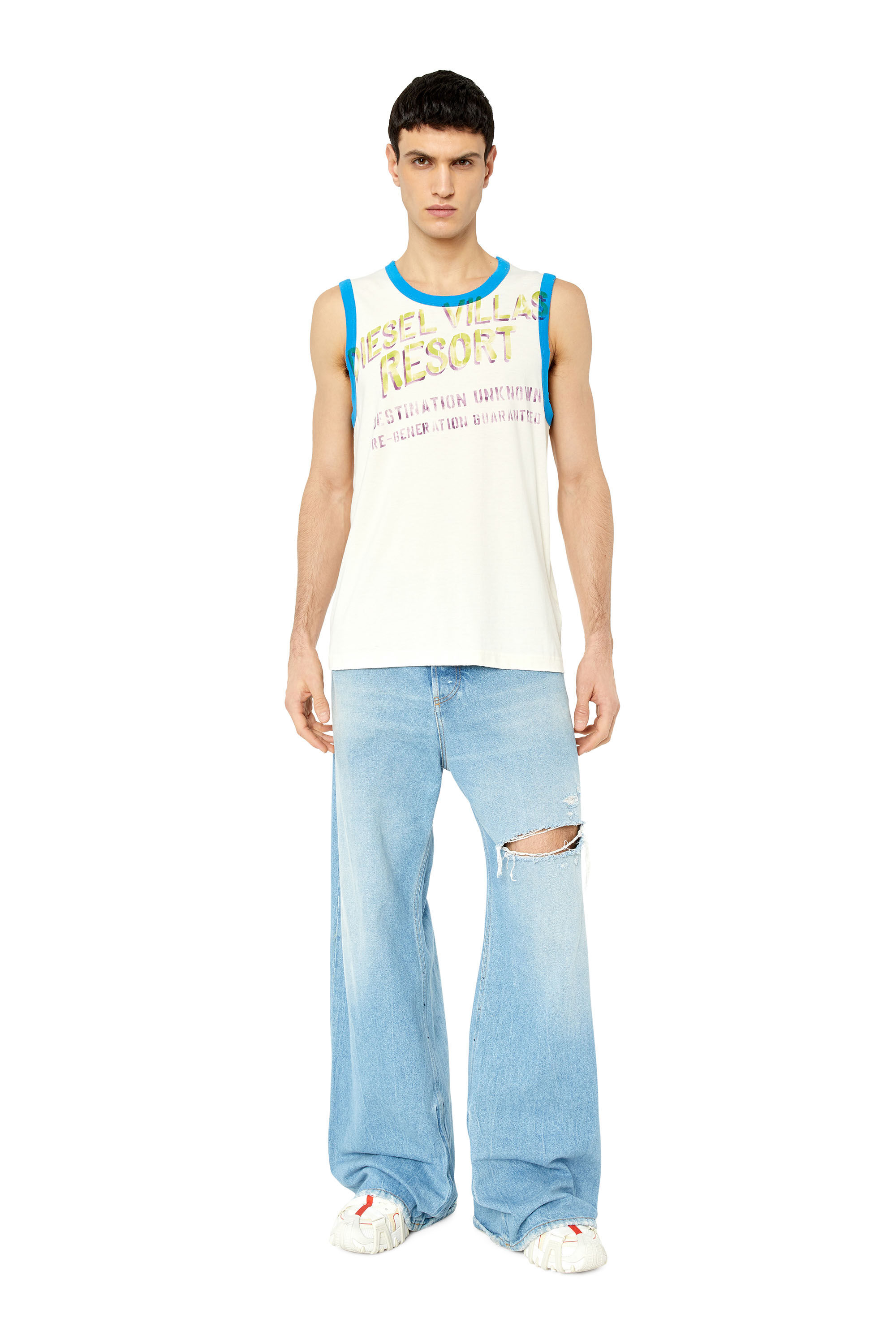【送料0円】 Tank Man: T-HOPPY top Diesel | print hand-stencilled with トップス