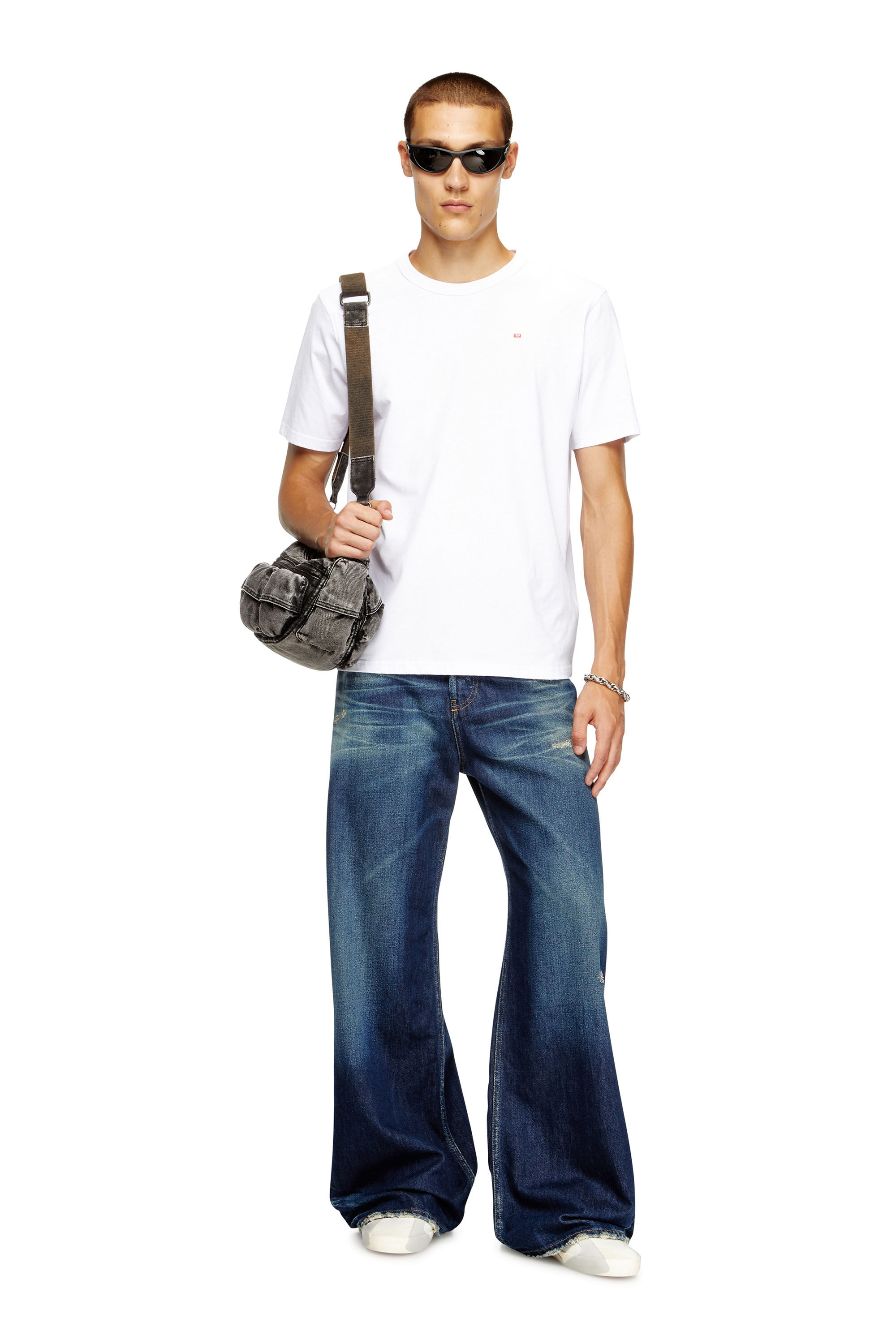 Diesel - T-ADJUST-MICRODIV, Camiseta con logotipo pequeño bordado Unisex in Blanco - 1
