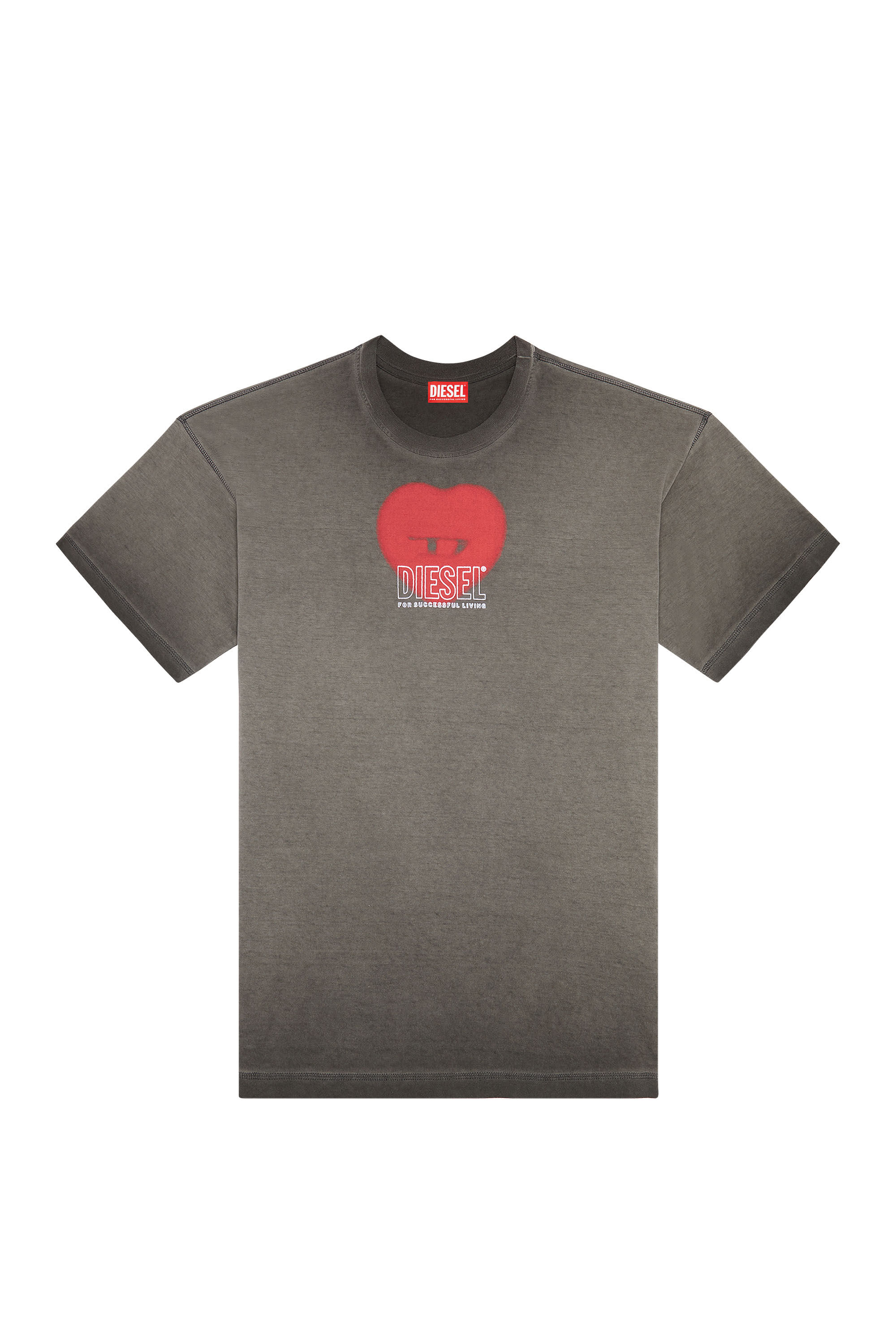 Men's T-shirt with heart print | Grey | Diesel