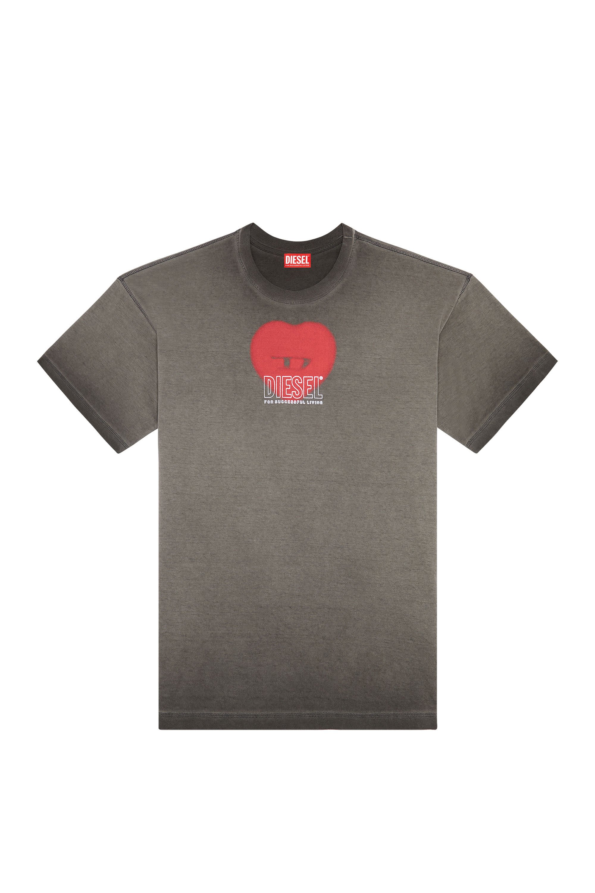 Diesel - T-BUXT-N4, Man T-shirt with heart print in Grey - Image 2