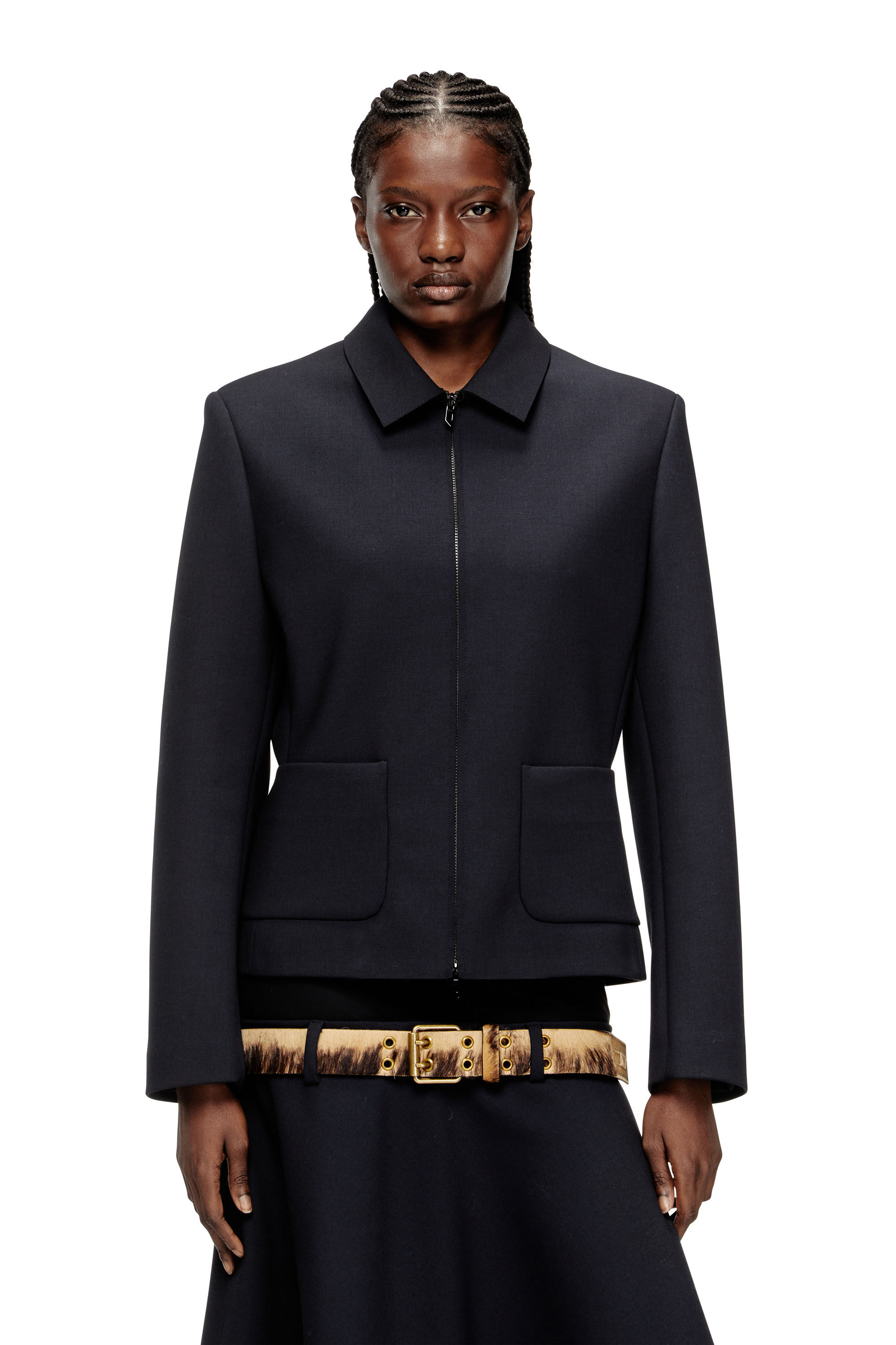 Diesel - G-CESARA-BOND, Chaqueta con cuello en tejido de neopreno adherido Mujer in Azul marino - 3