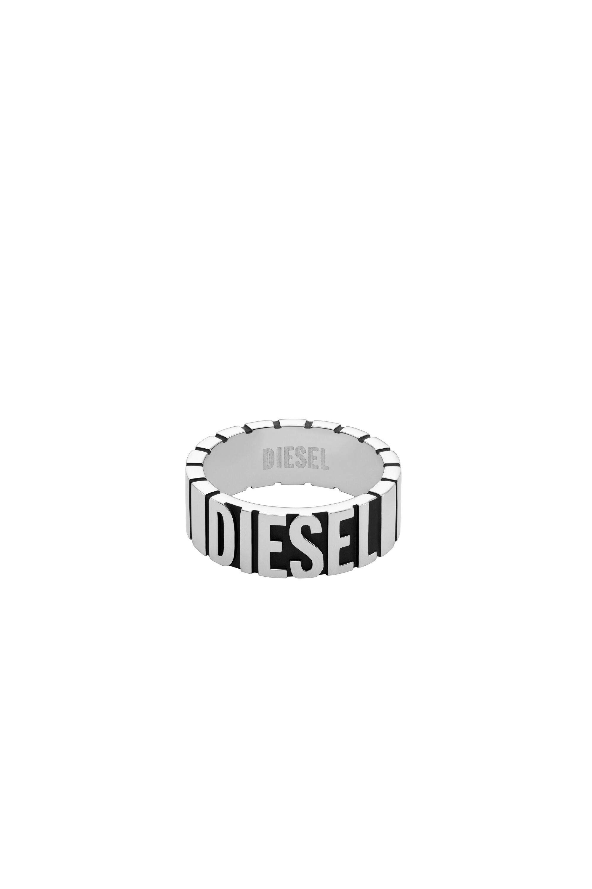 Diesel - DX1387, Man's Black stainless steel band ring in Grey - 2