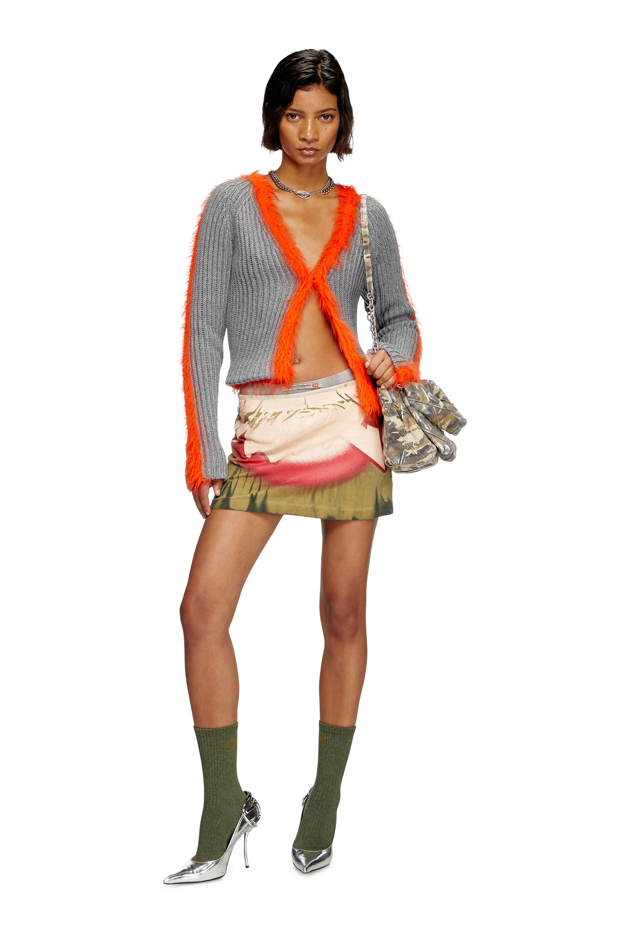 Women's Mini skirt with blowout print | Green | Diesel