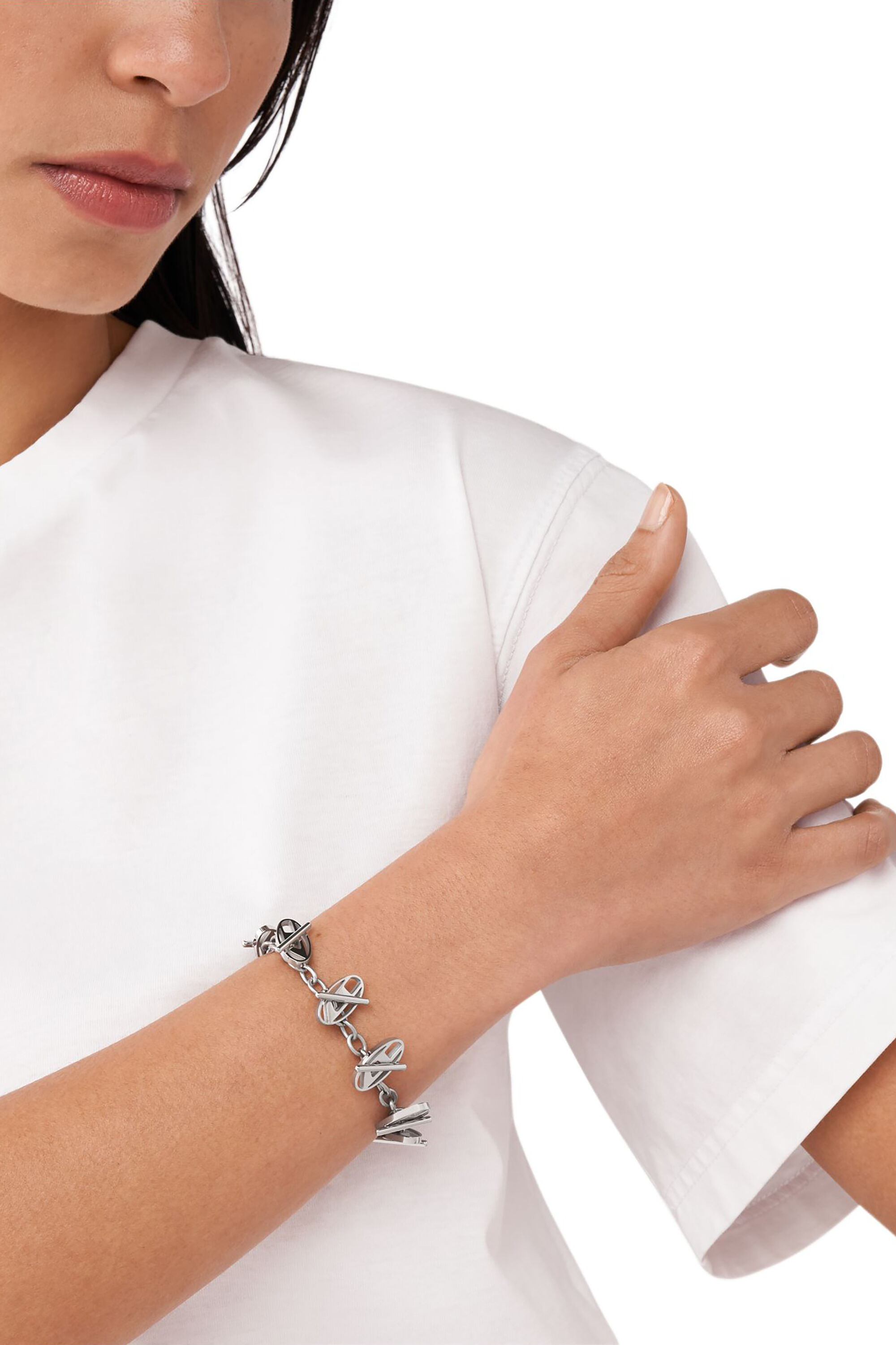 Women's Oval D Logo Chain Bracelet | Silver | Diesel