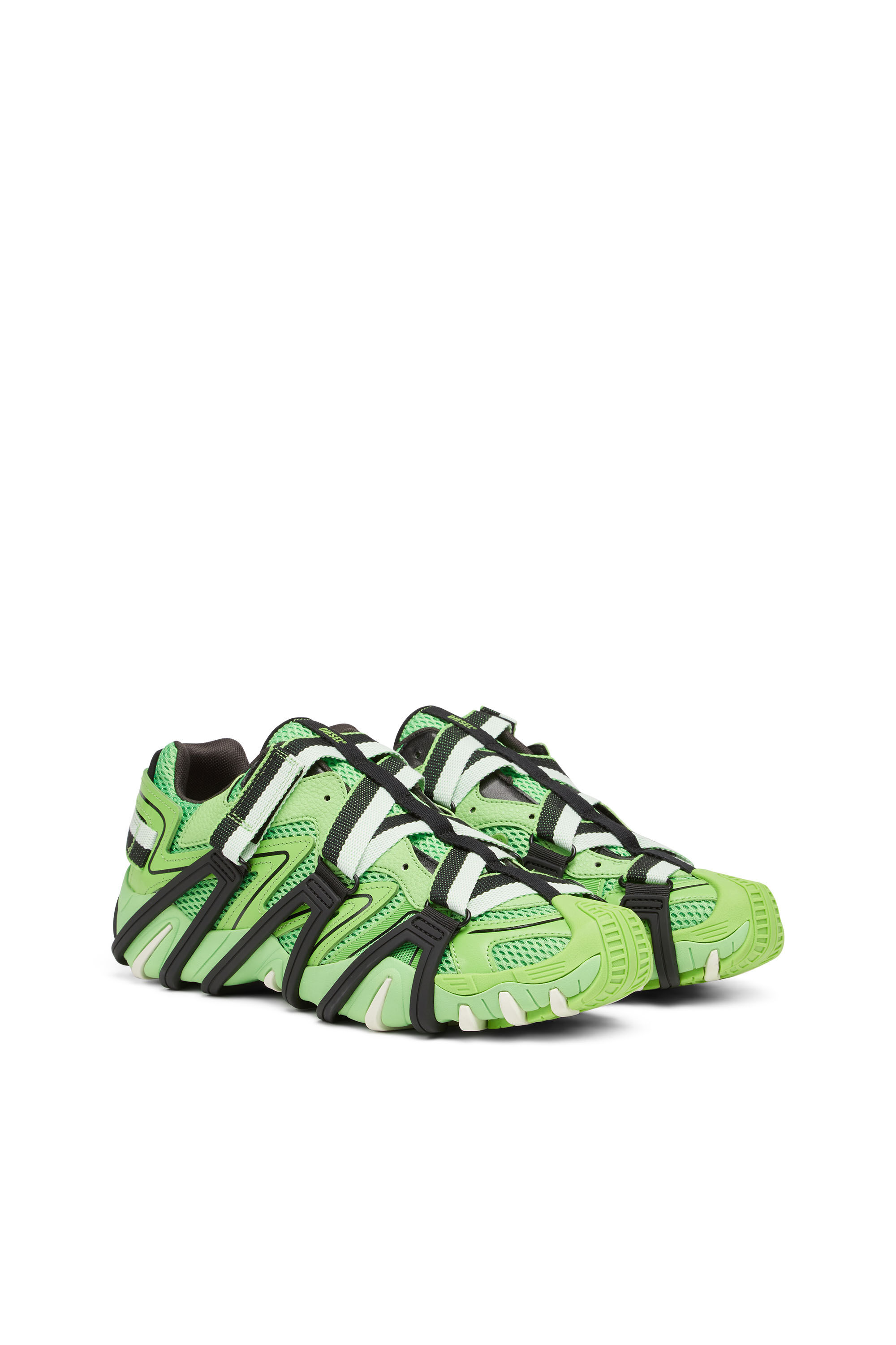 Diesel - S-PROTOTYPE-CR  W, Woman's S-Prototype-CR  W - Cage sneakers in mesh and leather in Green - 2
