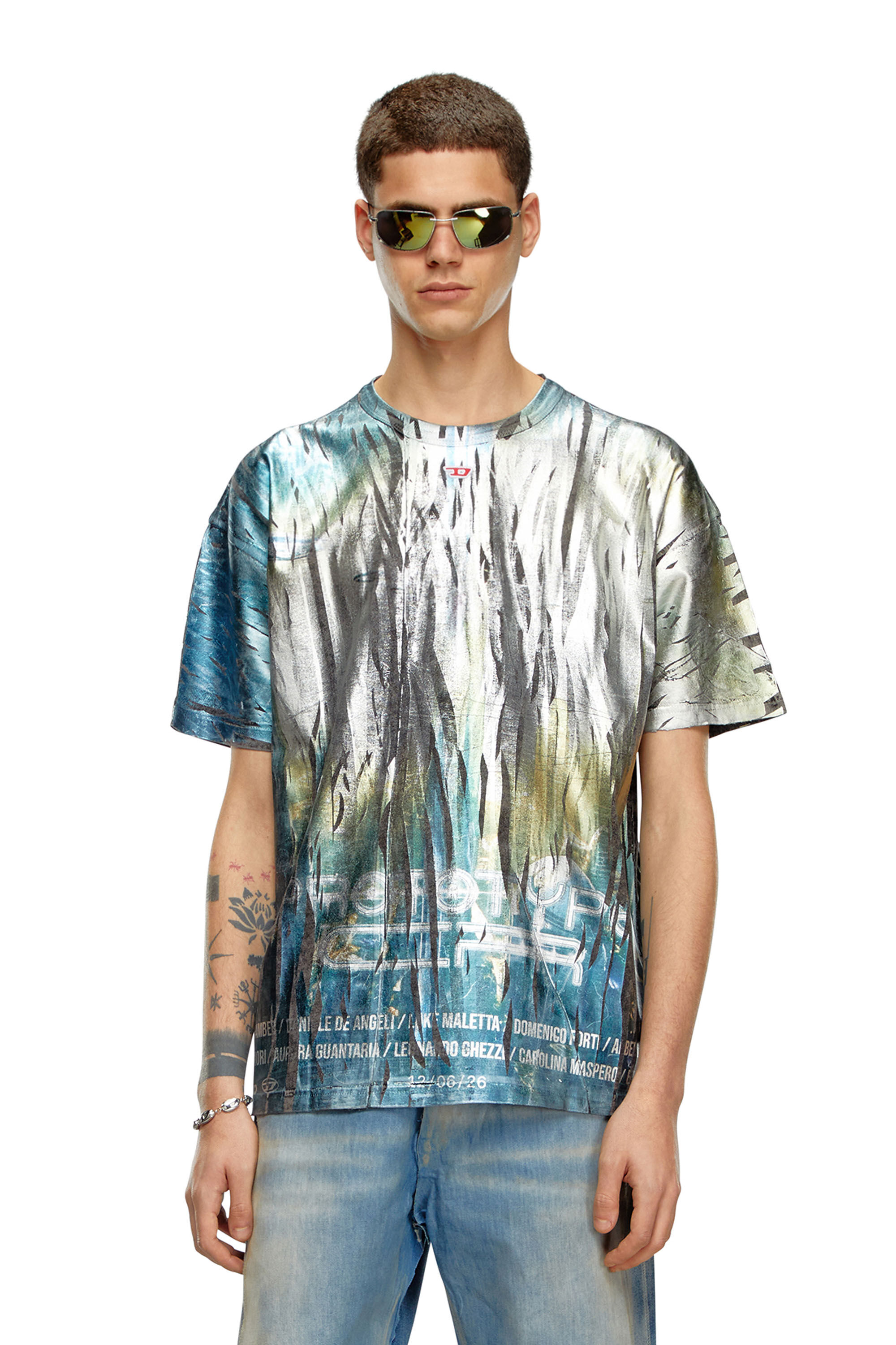 Diesel - T-BORD-Q1, Hombre Camiseta con tratamiento de lámina arrugada in Multicolor - Image 3