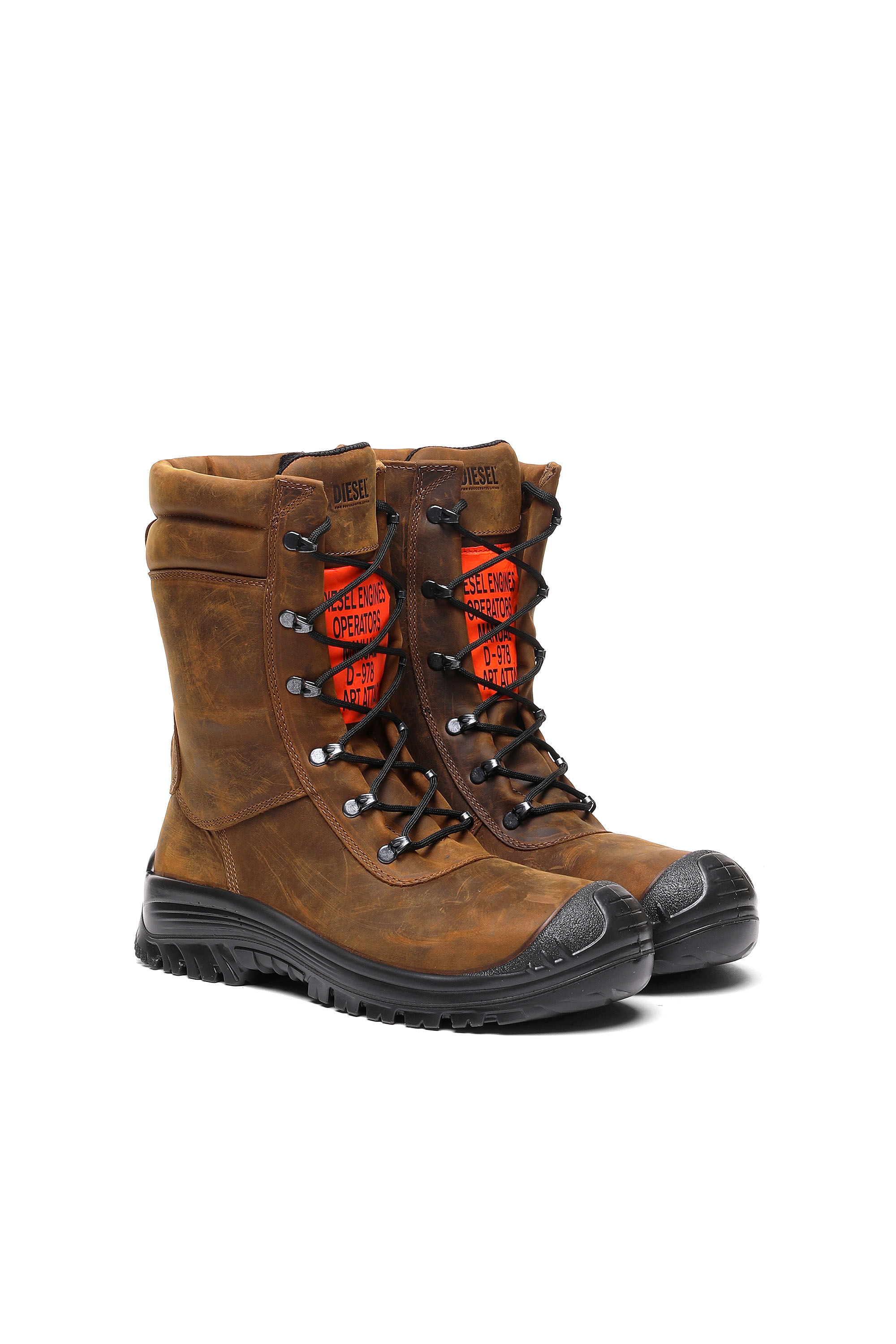 H WOODKUT BT Man Distressed leather boots Diesel