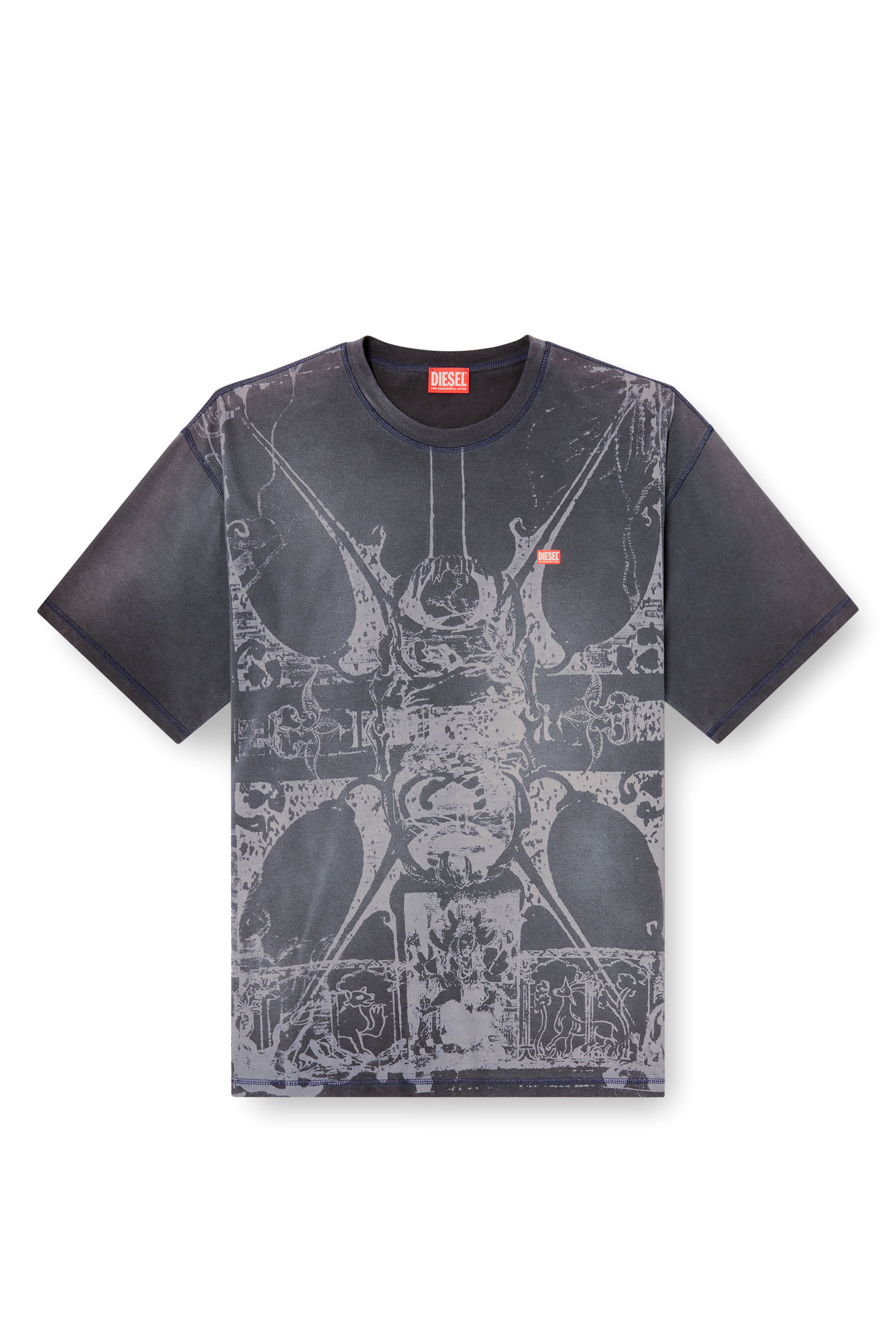 Diesel - T-BOXT-T13, Camiseta con estampado medieval a tono Hombre in Negro - 2