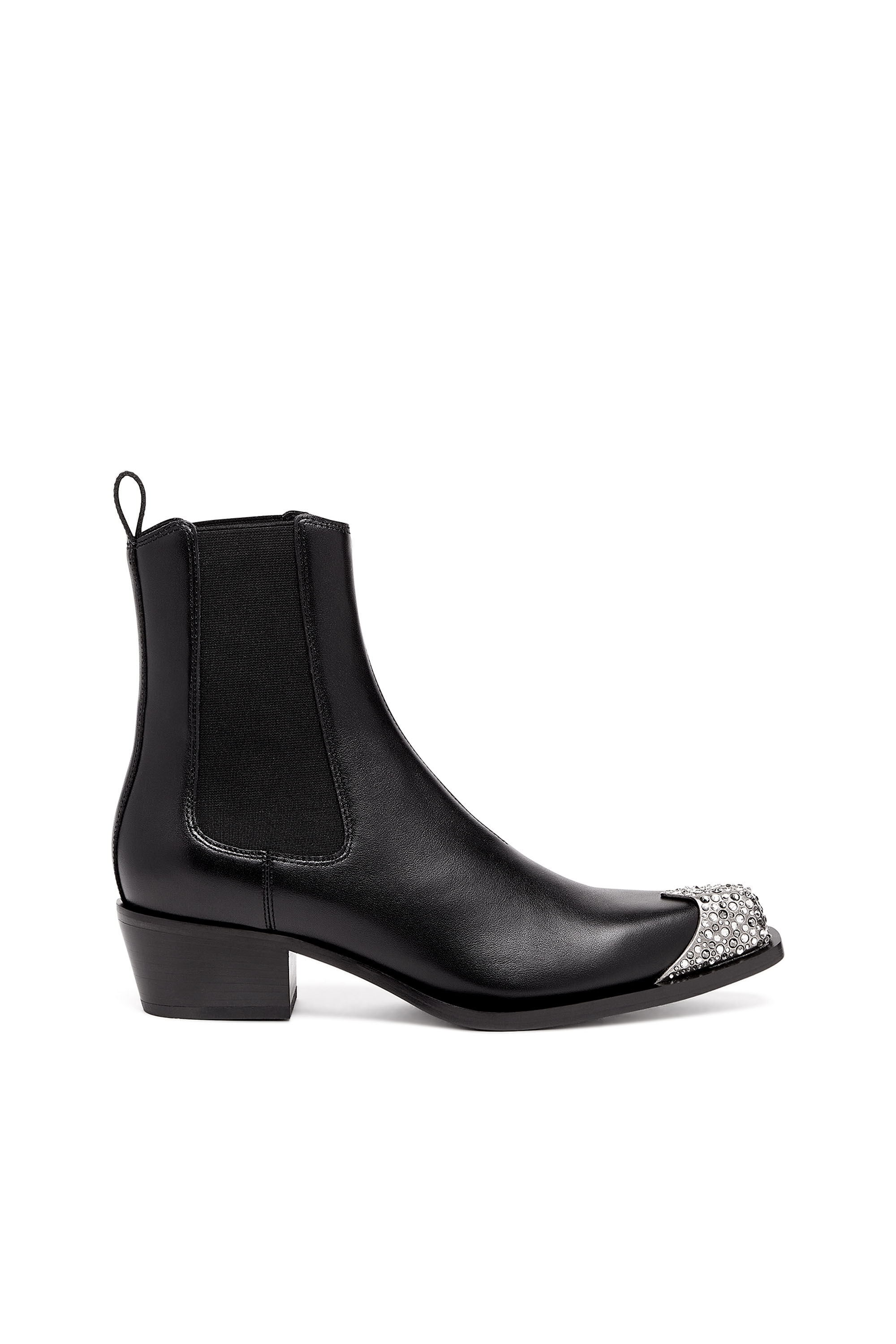 Diesel - D-CALAMITY AB, D-Calamity AB - Botas de piel con puntera de cristales Mujer in Negro - 1