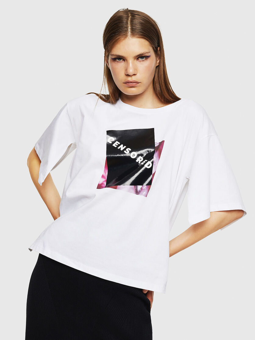 T Jacky J Women T Shirt With A Censored Photo Print Diesel