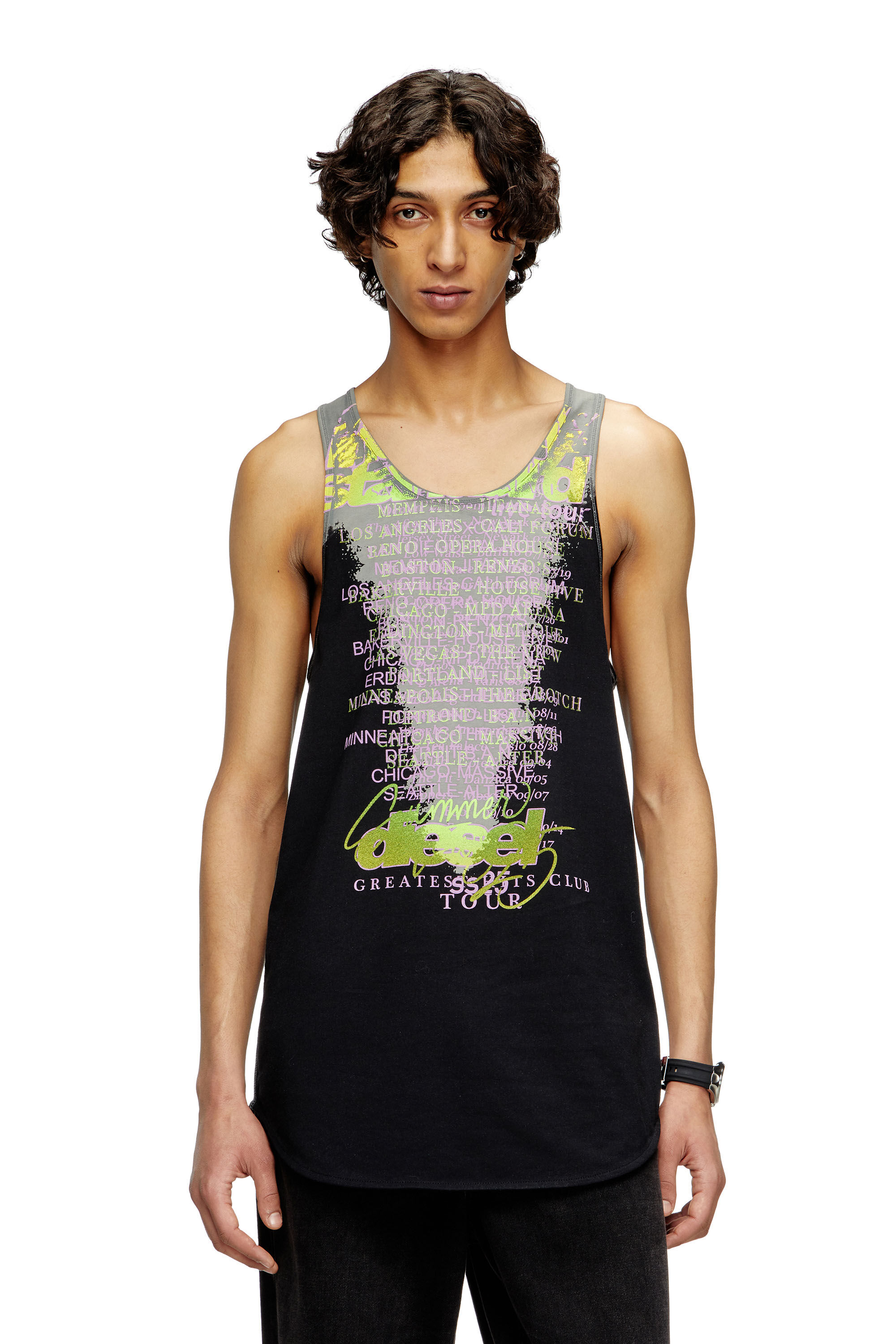 Diesel - T-SHAN, Camiseta de tirantes con estampado de letras de canciones Unisex in Negro - 3