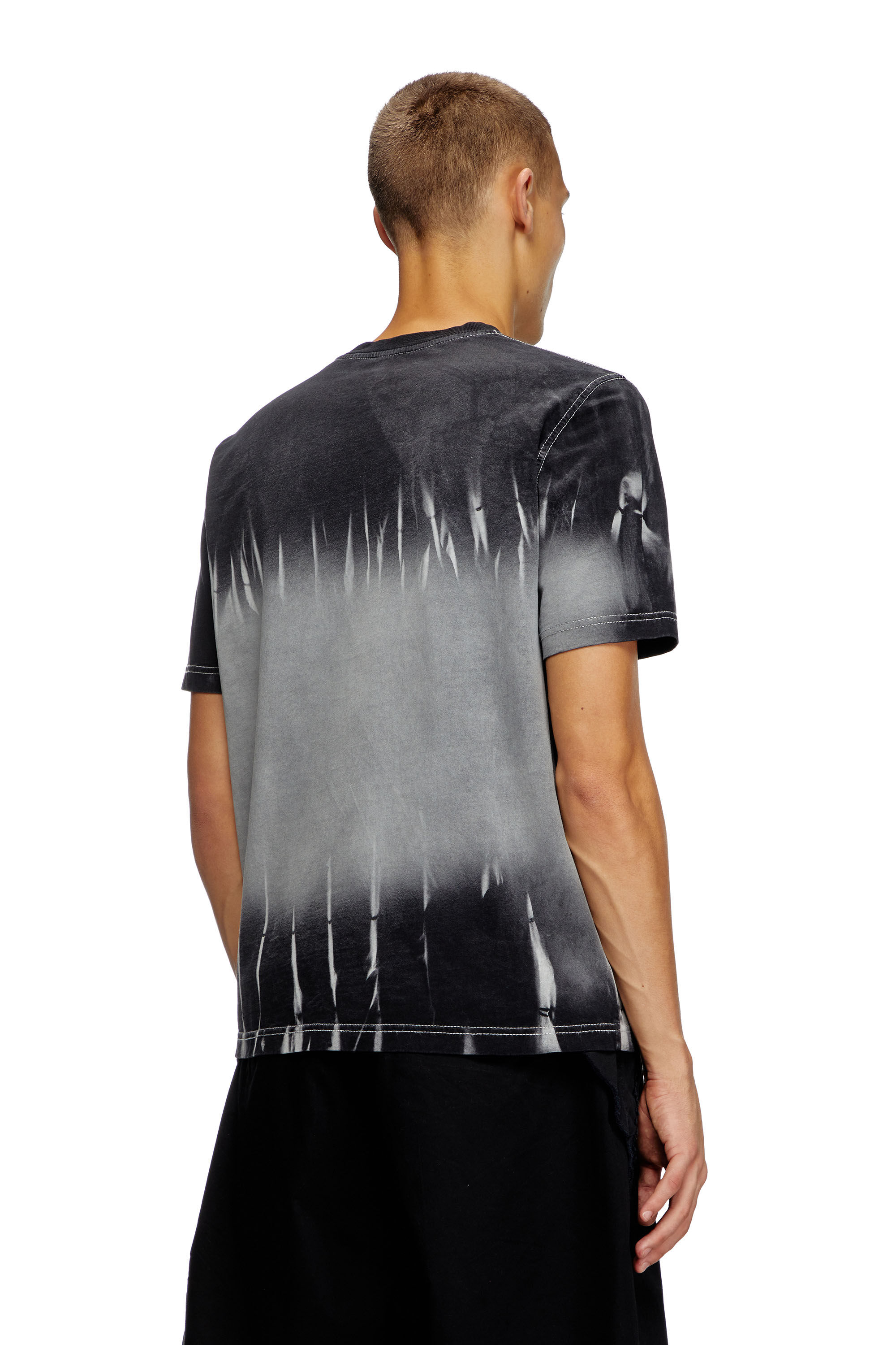 Men's Tie-dye T-shirt with logo embroidery | Black | Diesel