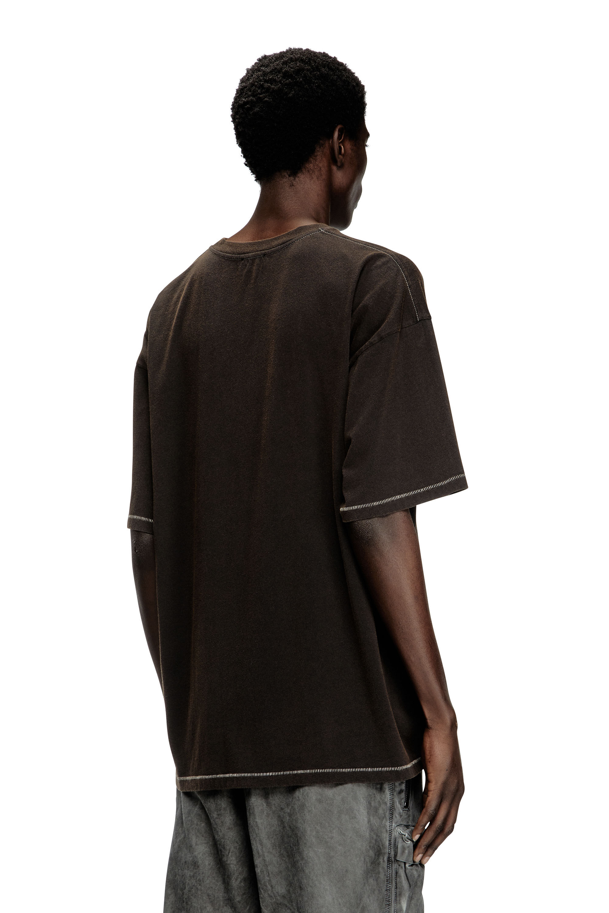 Men's Acid-wash T-shirt with printed graphics | Black | Diesel