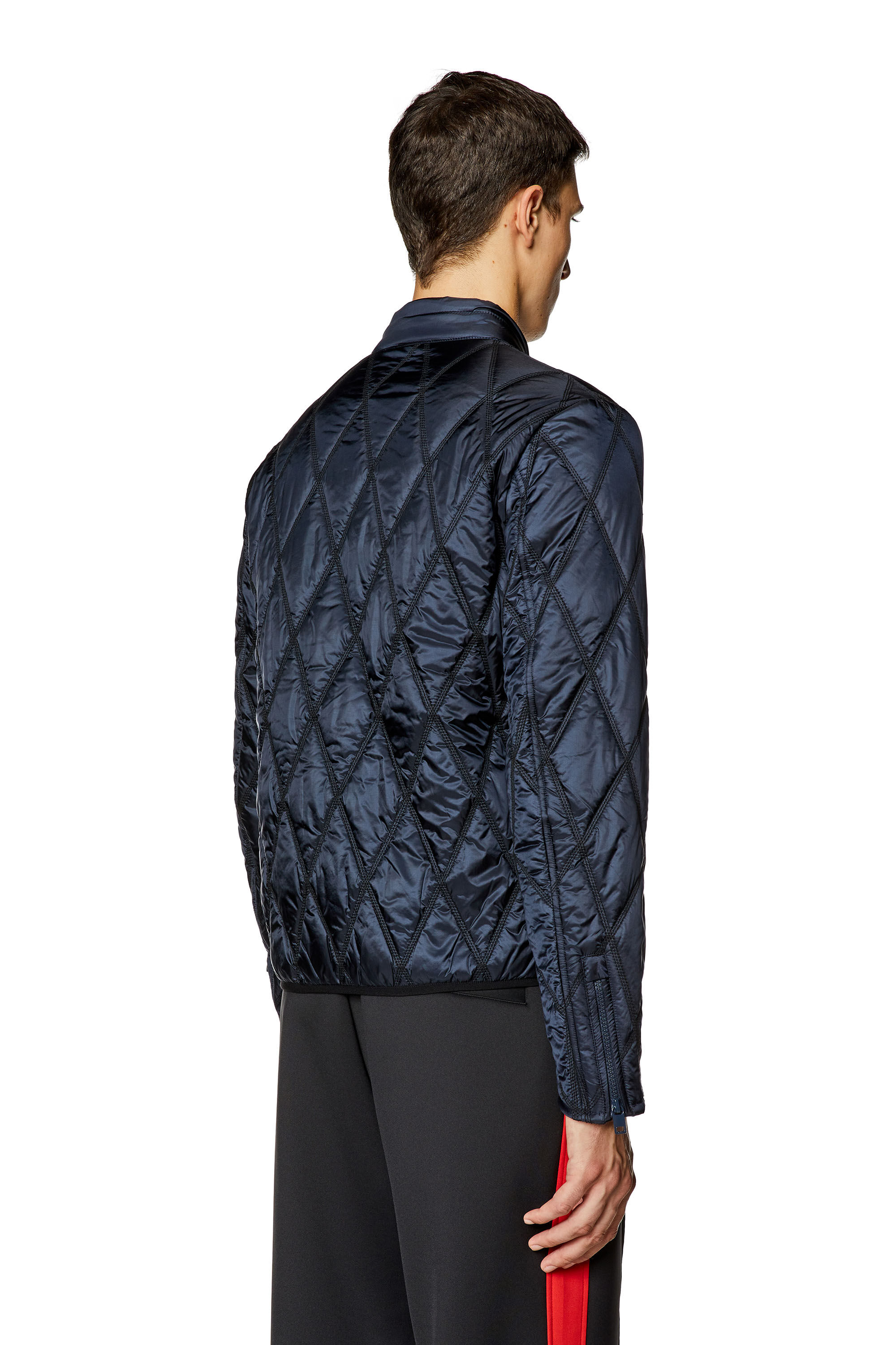 Diesel - J-NIEL, Man's Mock-neck jacket in quilted nylon in Blue - 5