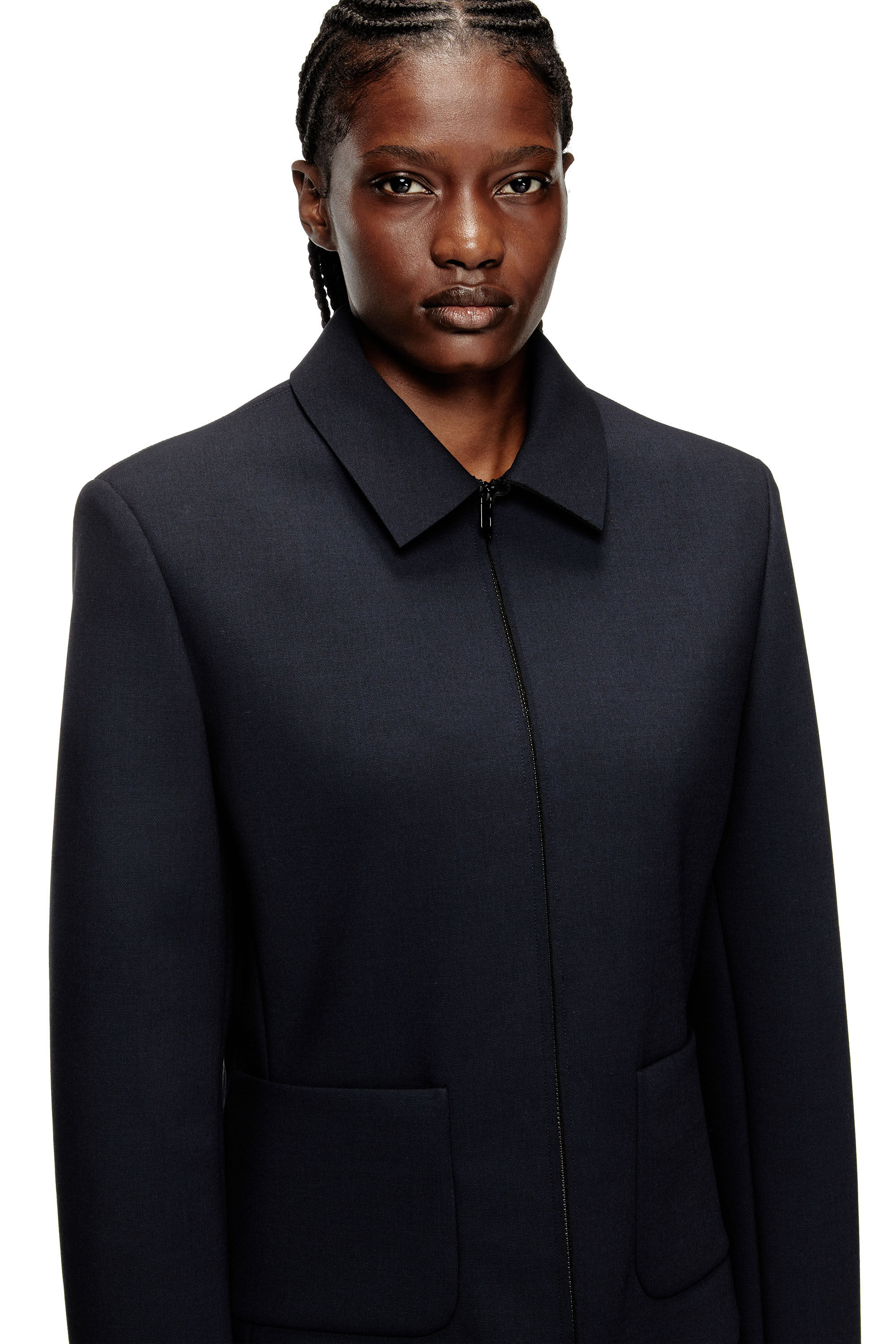 Diesel - G-CESARA-BOND, Chaqueta con cuello en tejido de neopreno adherido Mujer in Azul marino - 4