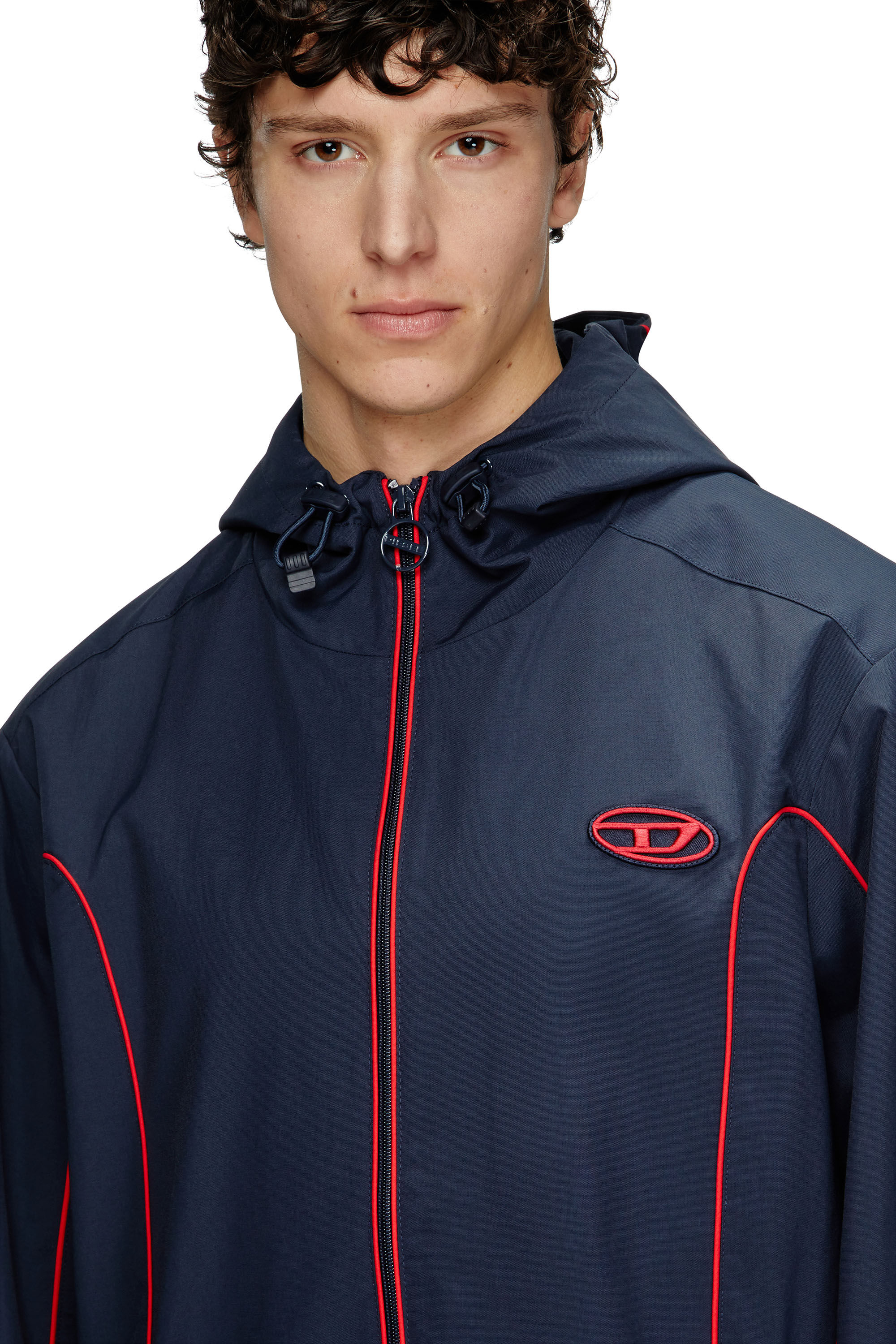 Diesel - J-HIVES, Man's Windbreaker with contrast piping in Dark Blue - 4