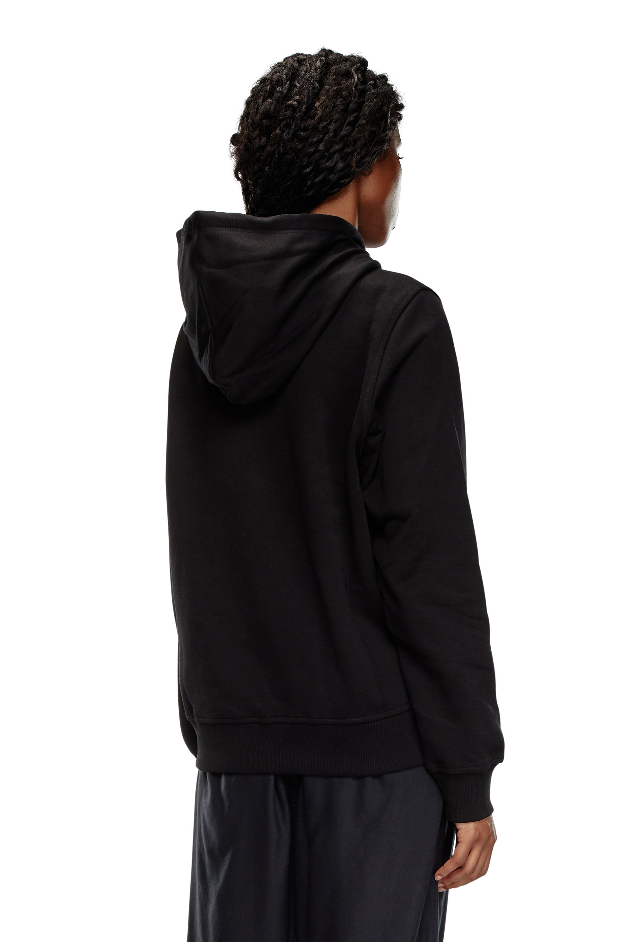 Diesel - S-GINN-HOOD-D, Sudadera con capucha con parche D bordado Mujer in Negro - 4
