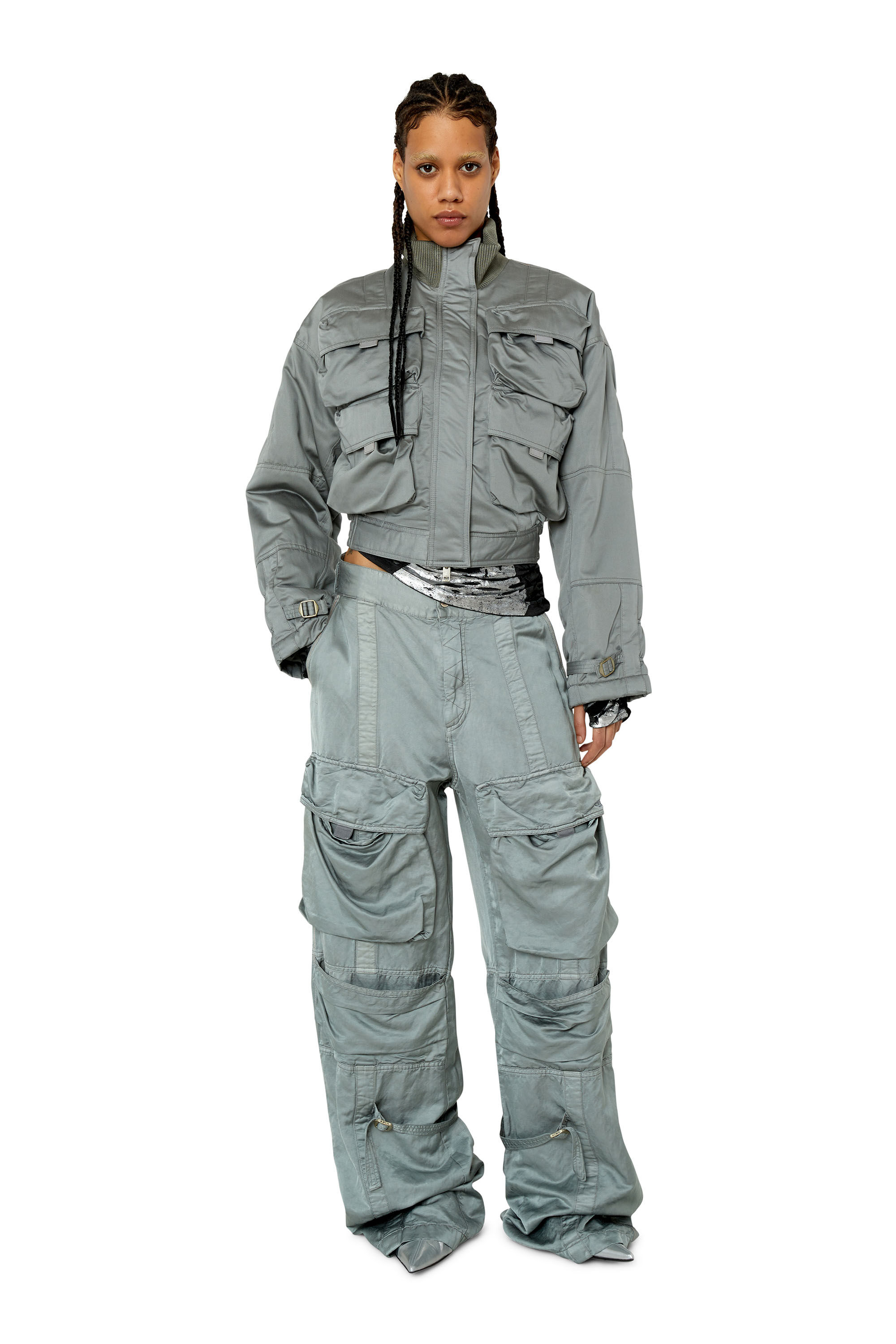 G MILA Woman Utility jacket in slub satin Diesel
