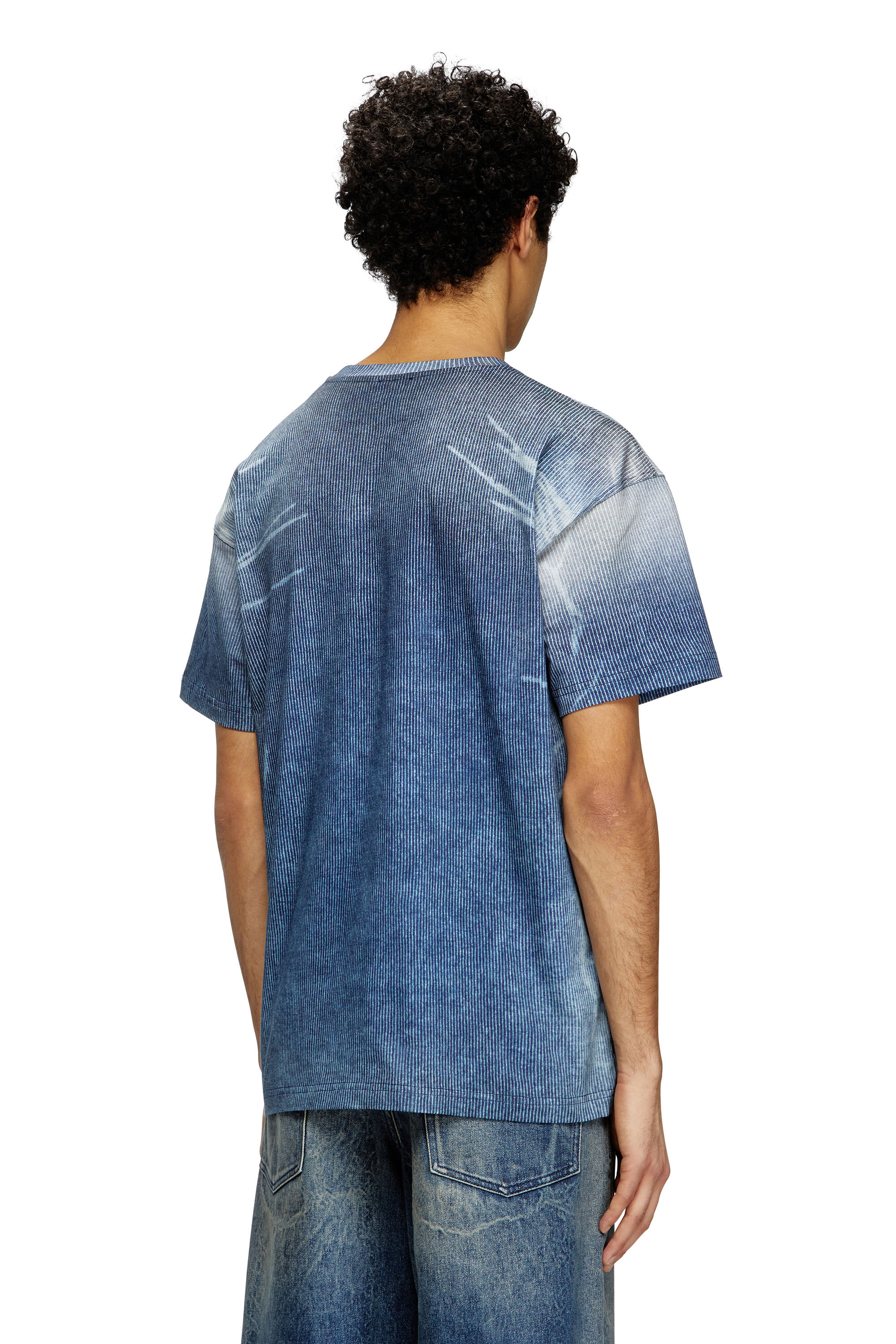 Men's T-shirt with rib-knit print | Blue | Diesel