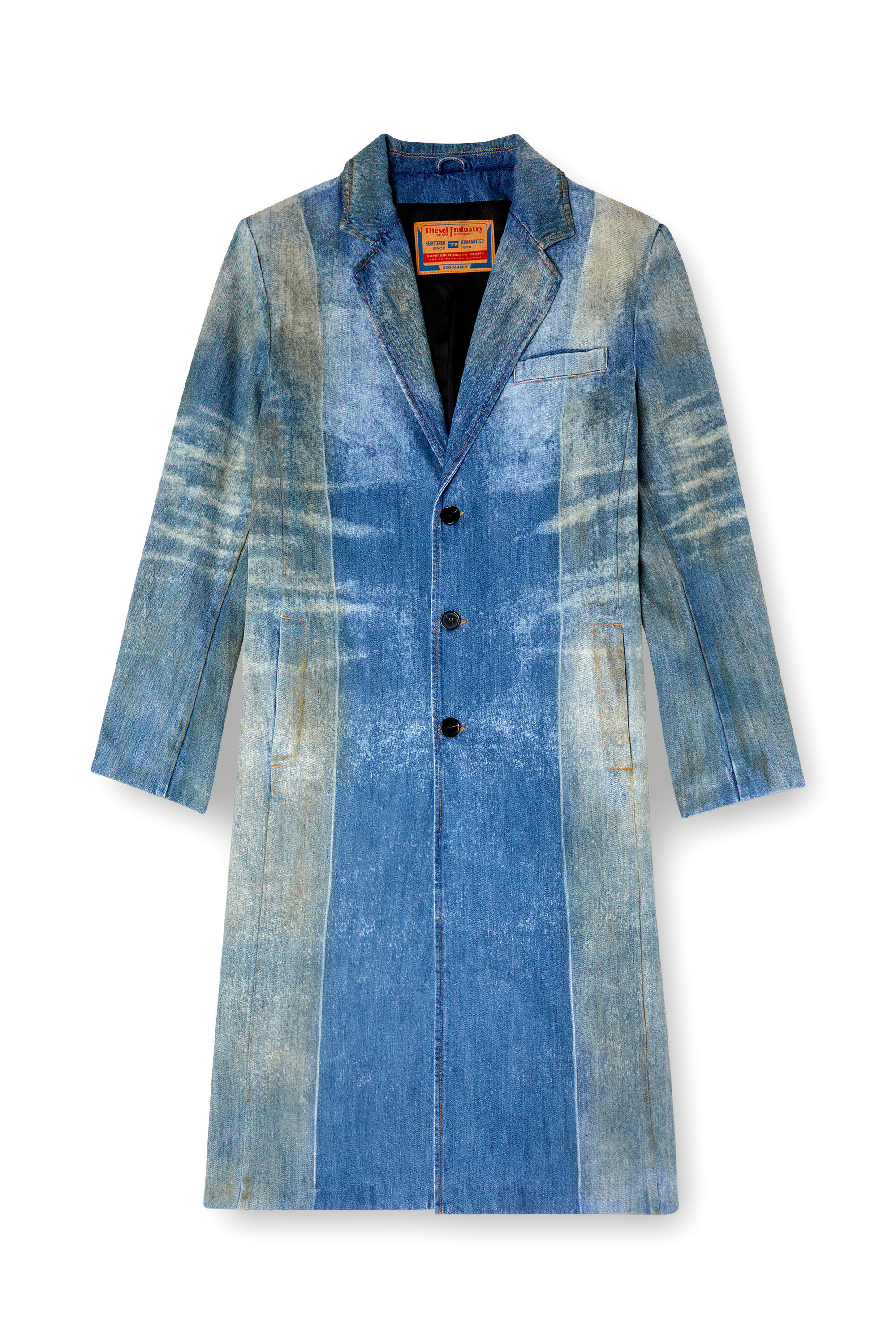 Men's Denim coat with solarised folds | Blue | Diesel