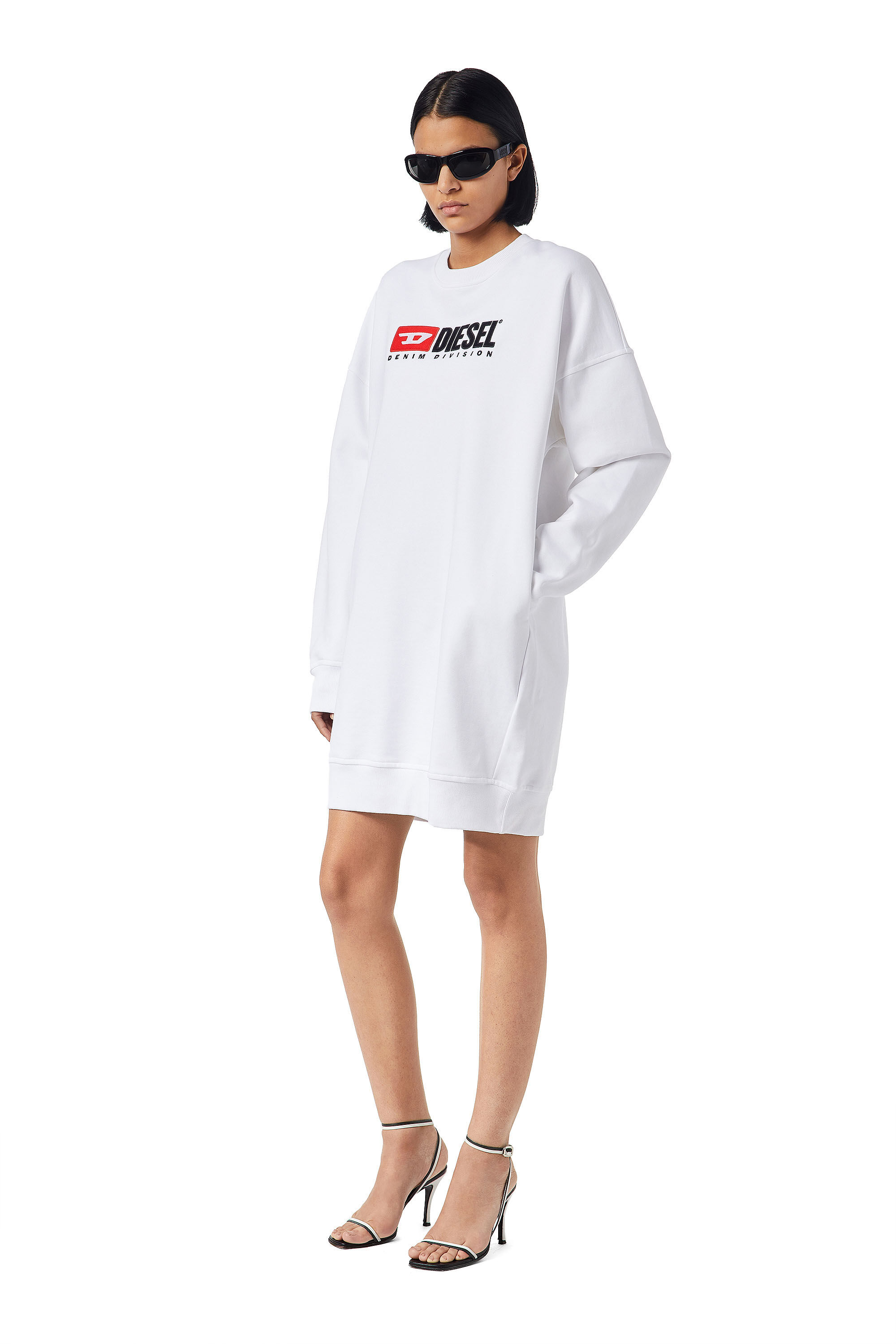Diesel - D-ROBBIE-DIV, Woman's Sweatshirt dress with logo in White - 4