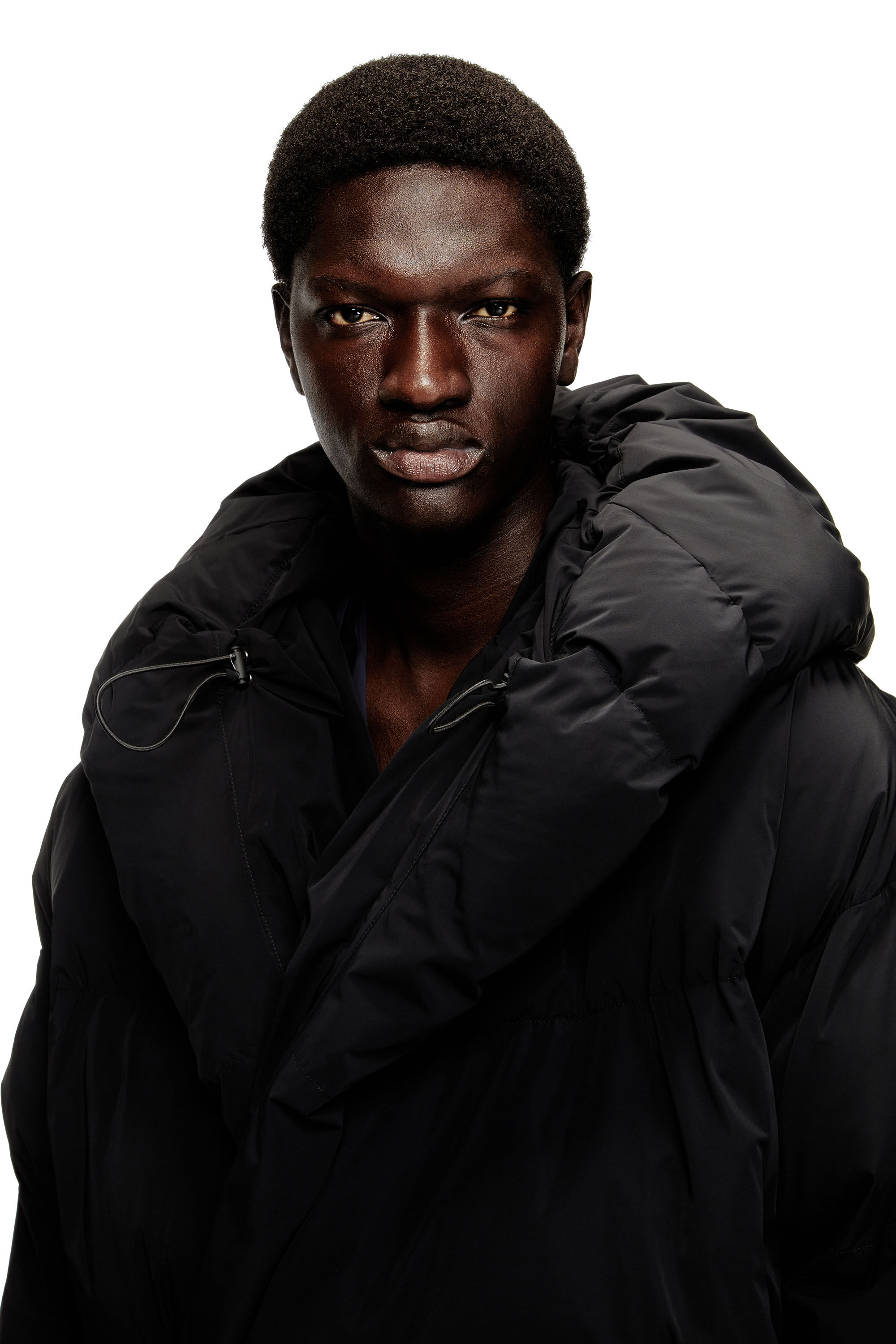 Diesel - J-SCOTTS-PADDED-A, Man's Wrap puffer jacket in stretch nylon in Black - 4