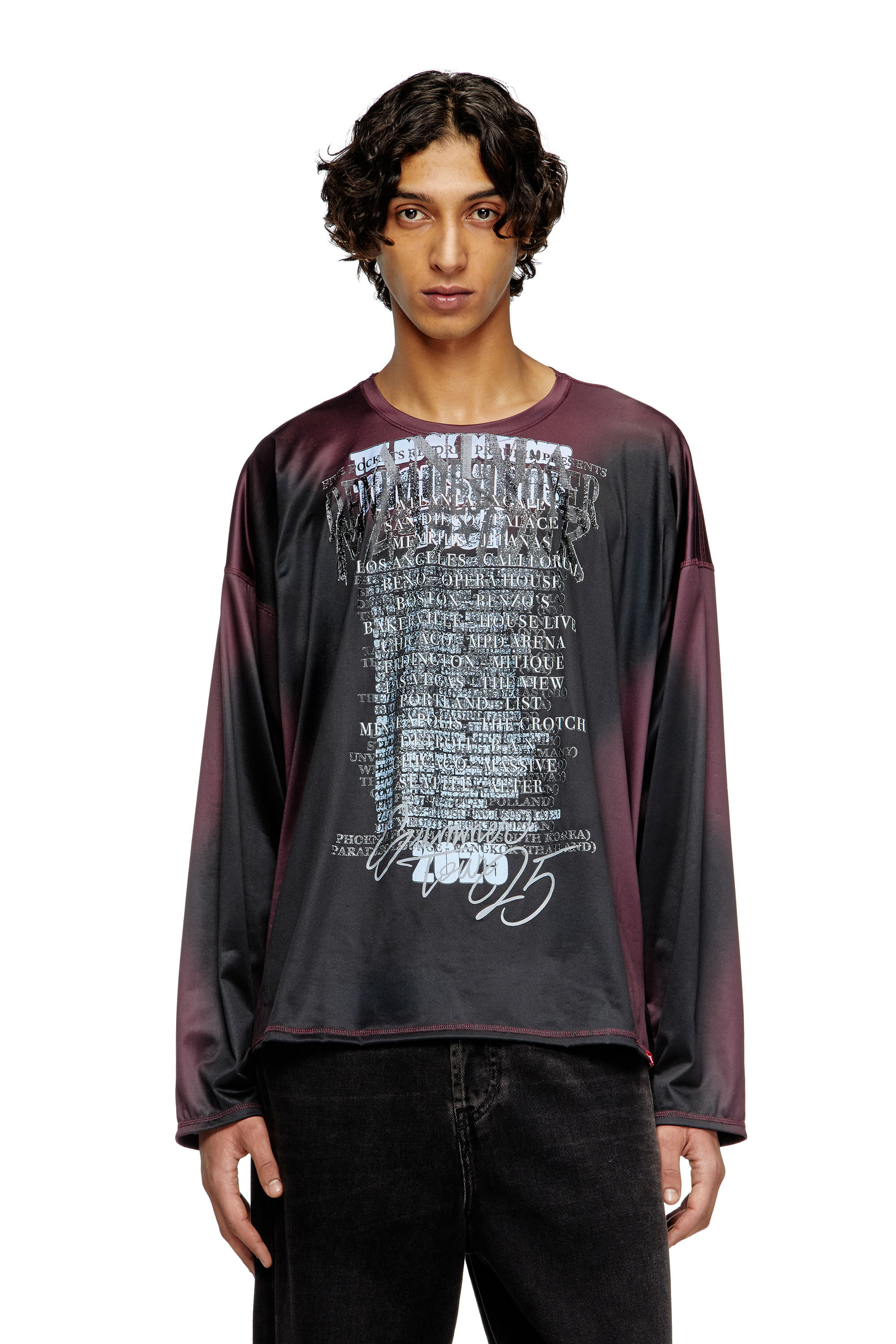 Diesel - T-OLAVI-AA, Camiseta de manga larga de tejido técnico con estampado de letras de canciones Unisex in Multicolor - 3