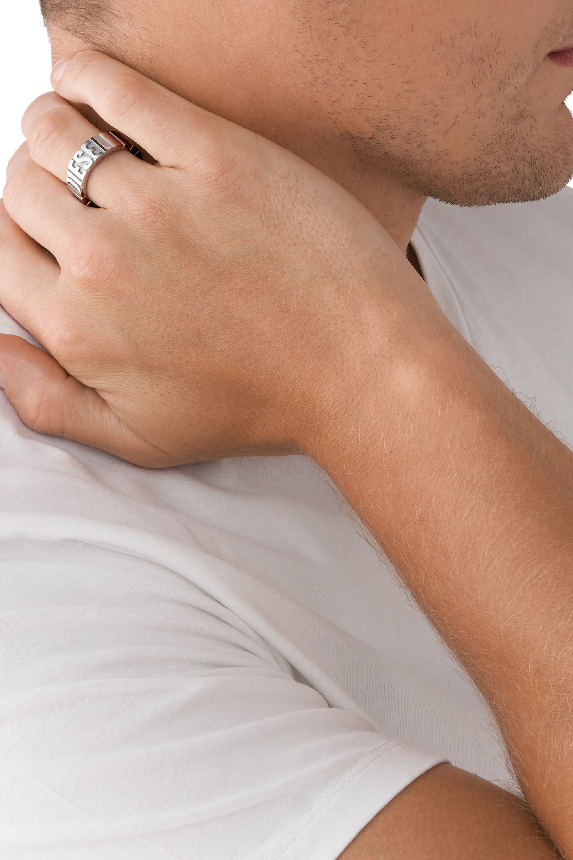 Diesel - DX1390, Man's Stainless steel band ring in Silver - 4