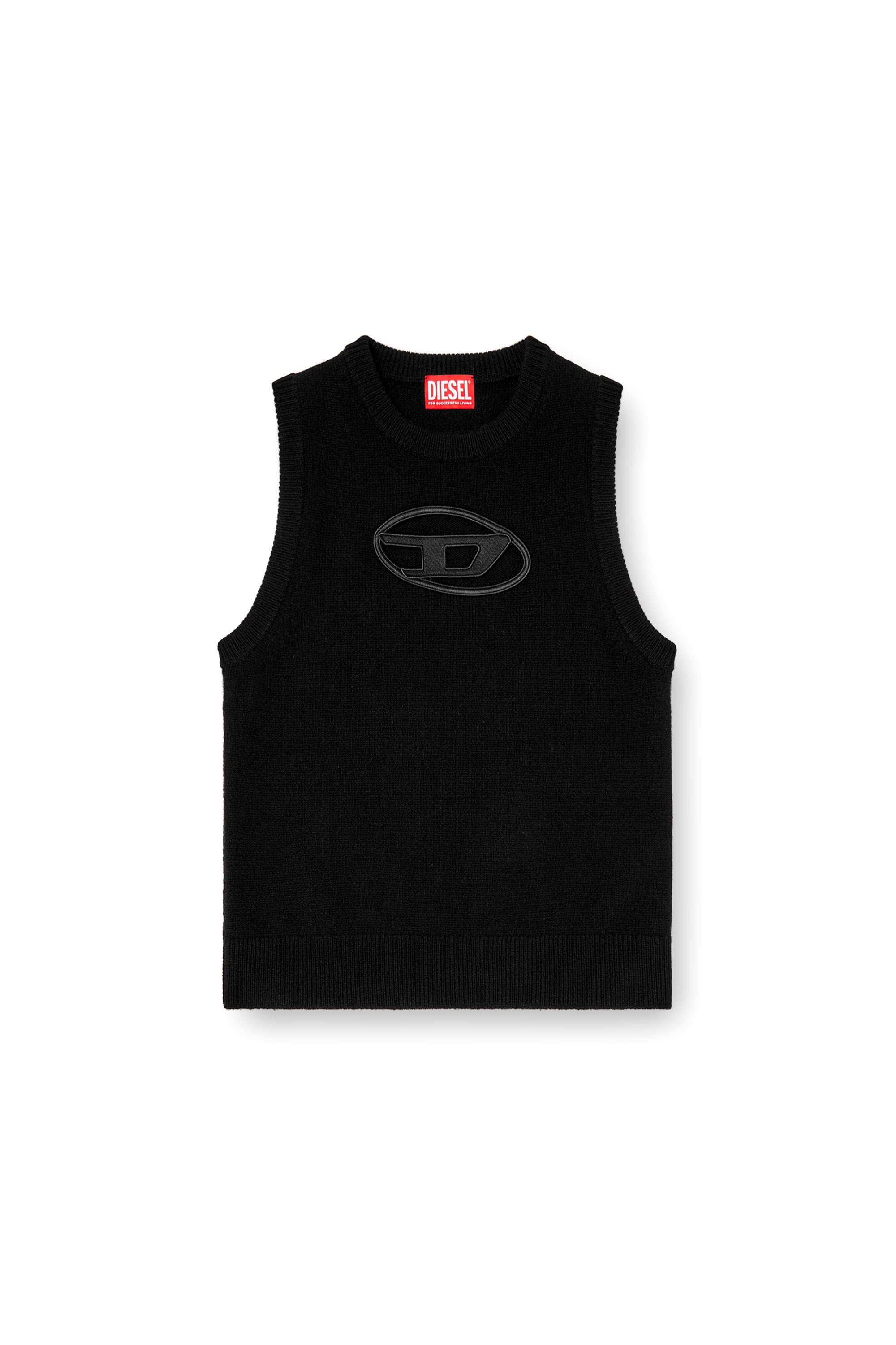 Diesel - M-ARGARIN-SL, Camiseta tejida con tirantes en mezcla de cachemira Mujer in Negro - 2