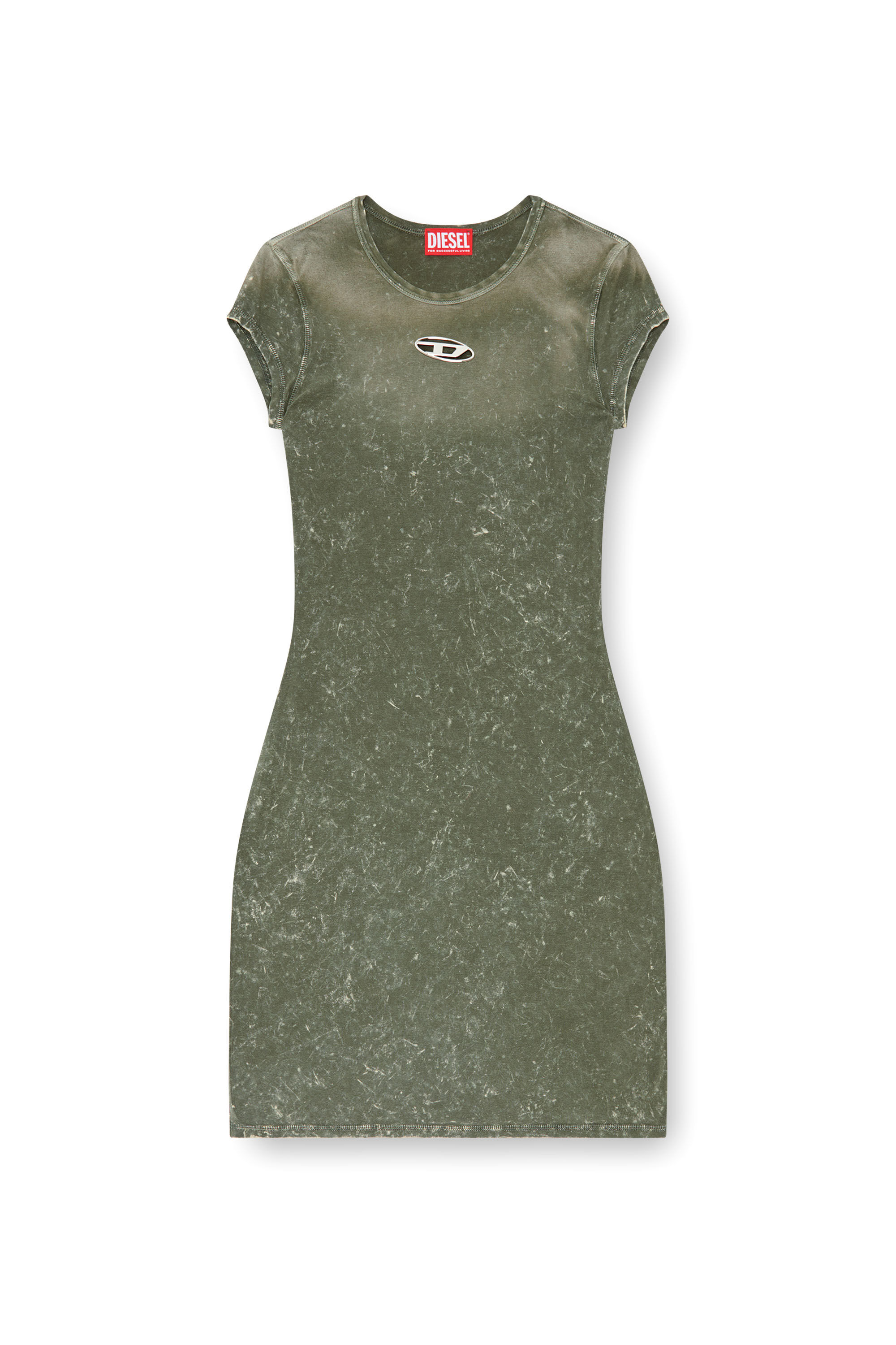Women's Short dress in marbled stretch jersey | Green | Diesel