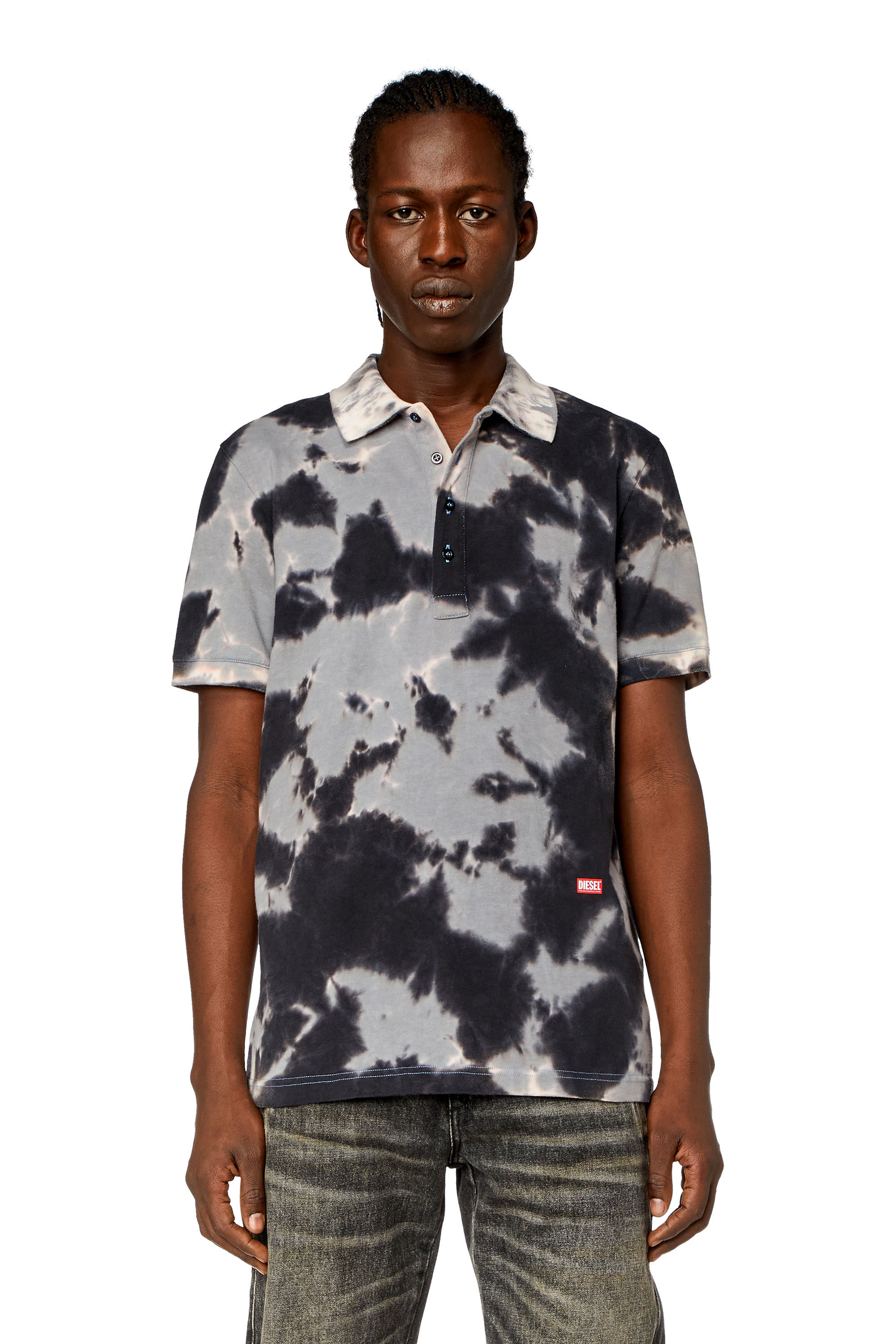 Men s Tie dyed jersey polo shirt Black Diesel