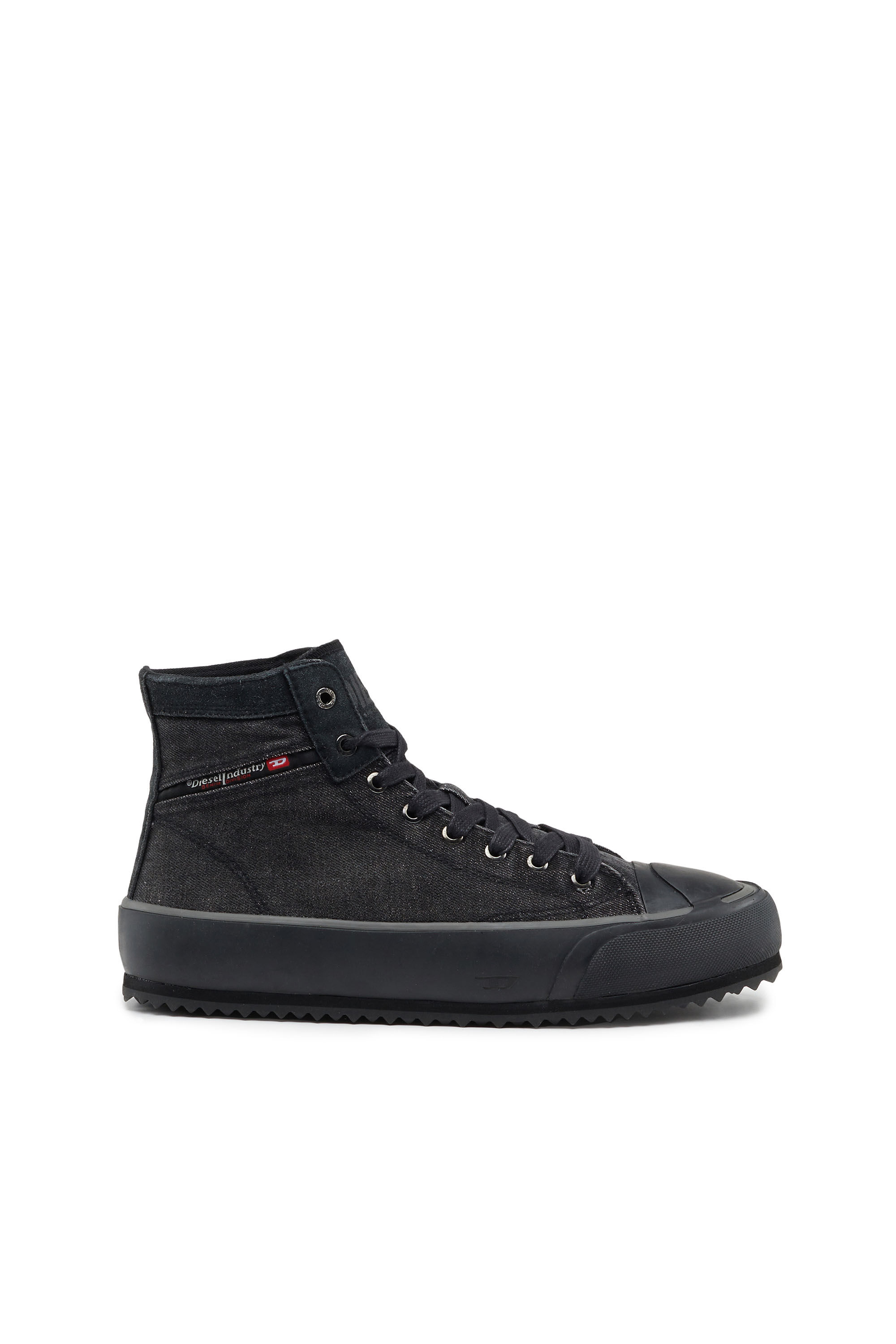 S-PRINCIPIA MID Man: High-top sneakers in denim with flag
