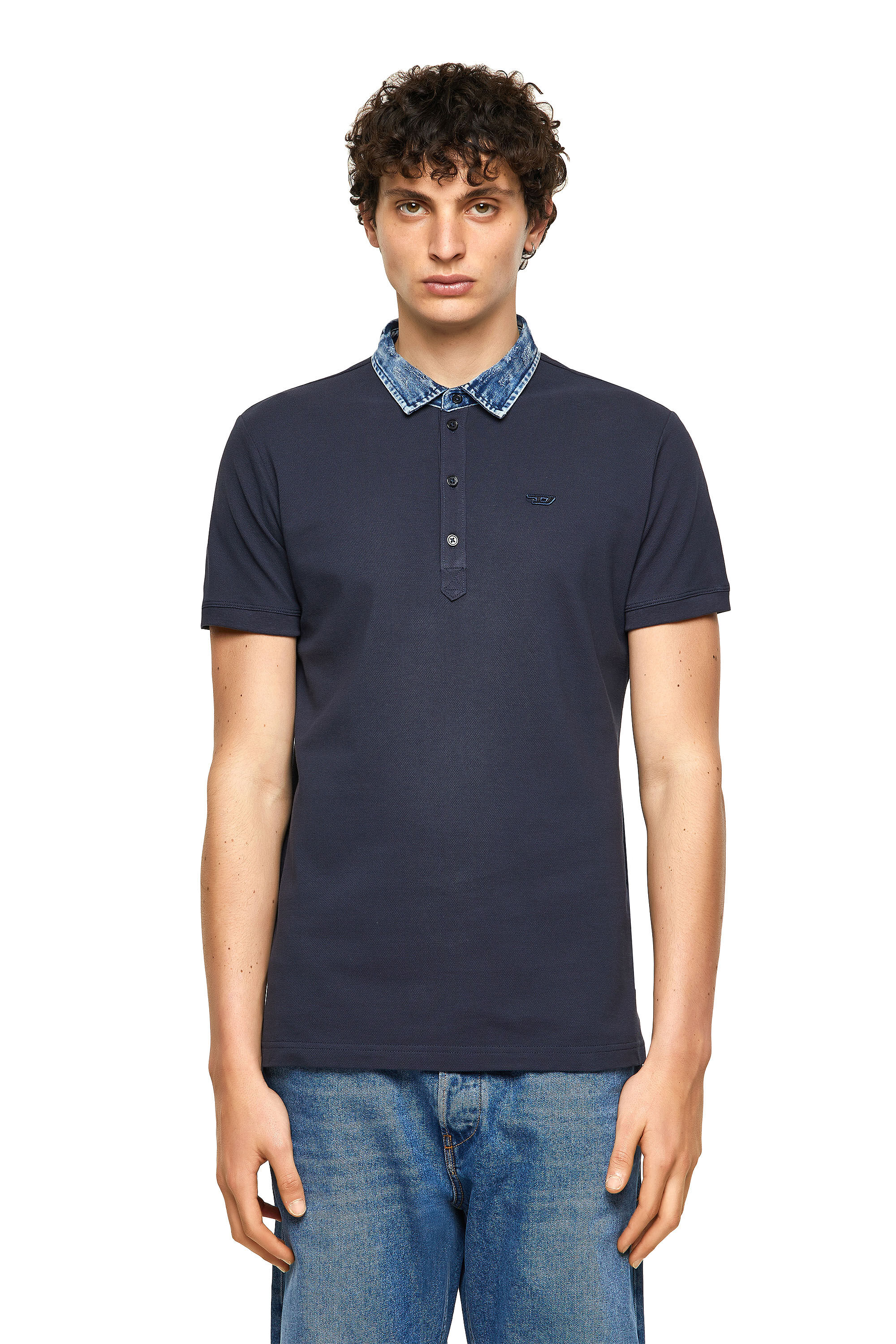 T-MILES-NEW Man: Polo shirt with denim collar | Diesel
