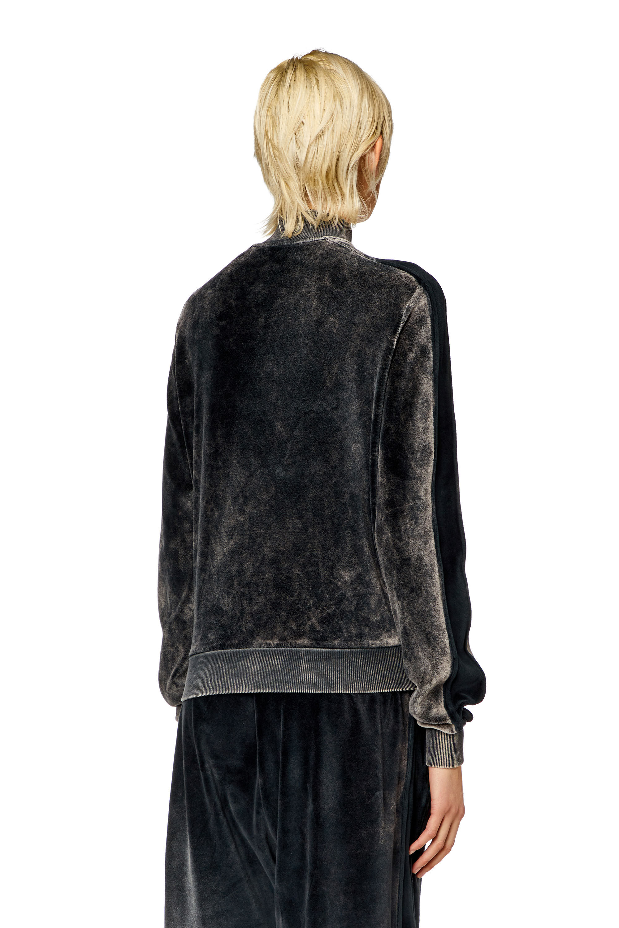DIESEL F-KINIGLI Bijou Logo Velvet Track Jacket Grey L Used