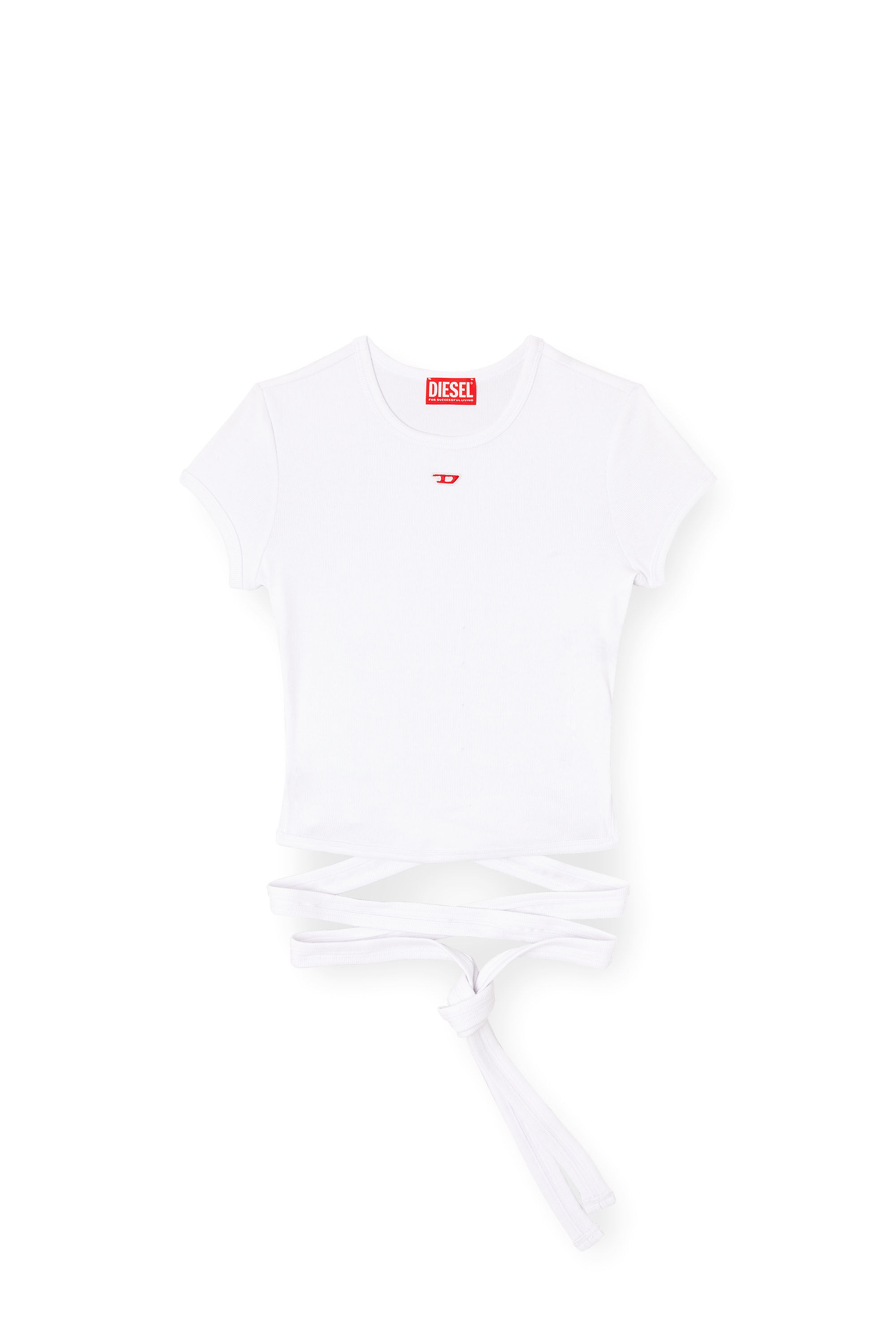 Tシャツ・カットソー DIESEL Woman T-Shirt White A193370EJAI 100 Women's T-shirt with wrap ties | White | Diesel
