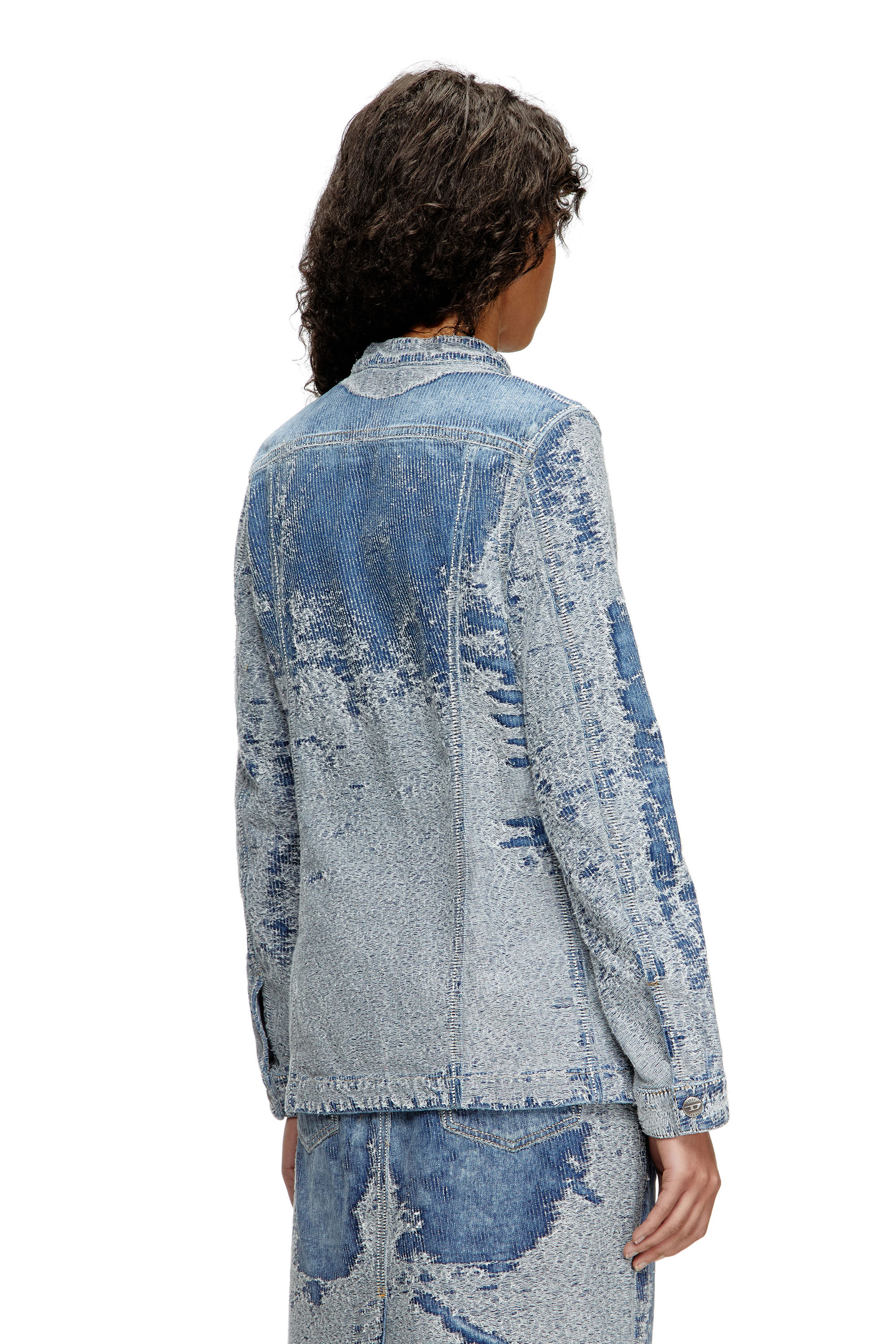 Diesel - DE-MOR-S1, Chaqueta de denim en jacquard desgastado Mujer in Azul marino - 5