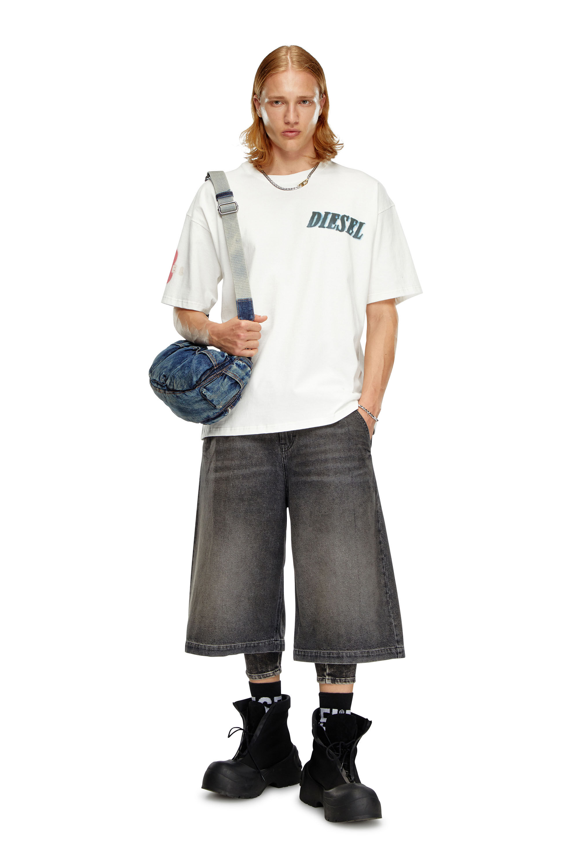 Men's T-shirt with logo and tyre print | White | Diesel