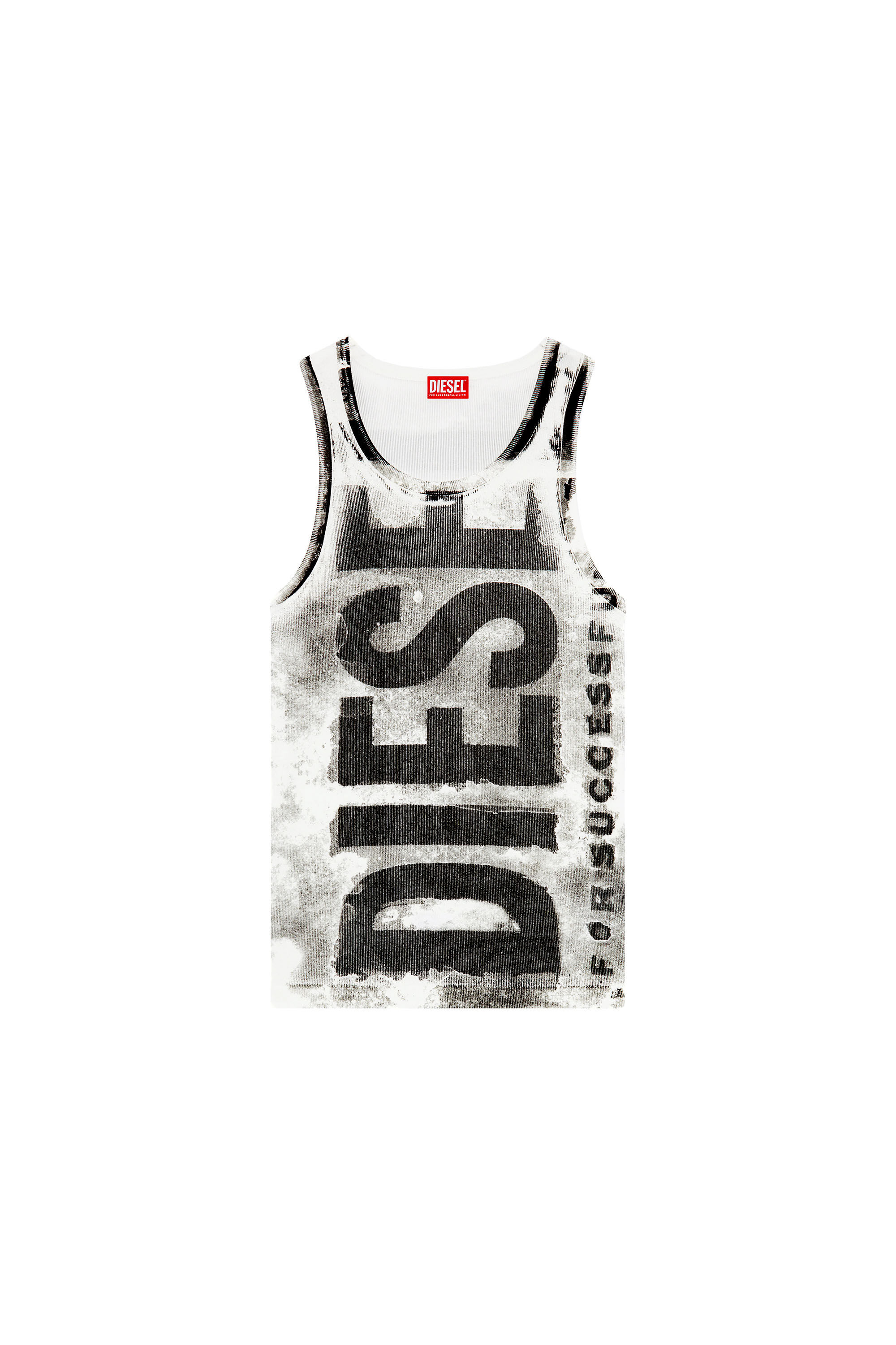 90s DIESEL タンクトップ グレー ホワイト プリント グランジ XS